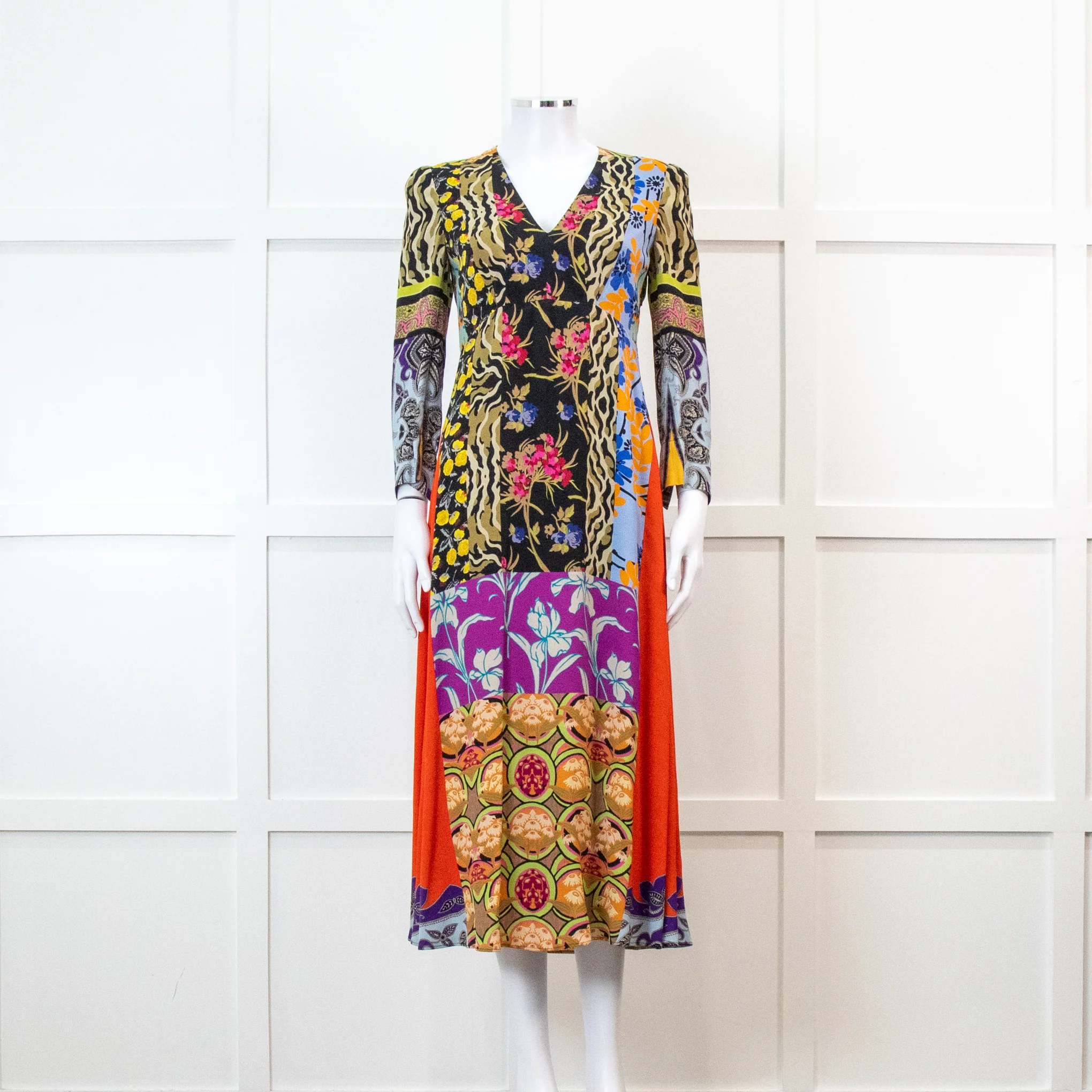 Etro Multi Colour Floral Red Side Panel Dress