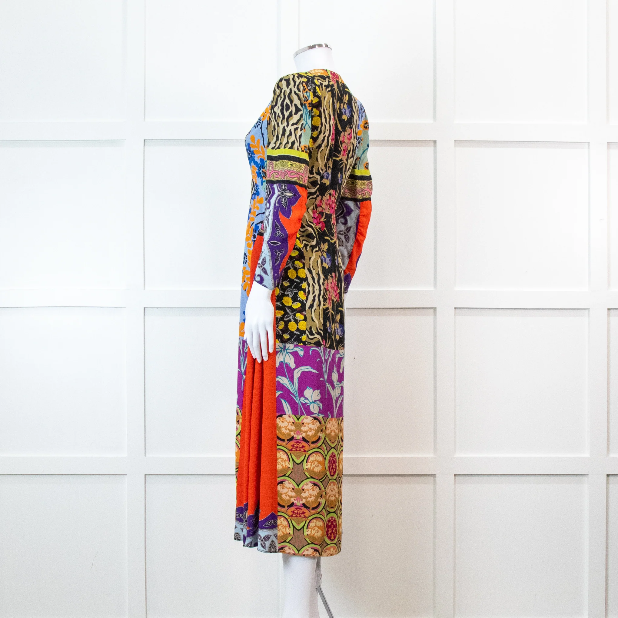 Etro Multi Colour Floral Red Side Panel Dress - Image 7