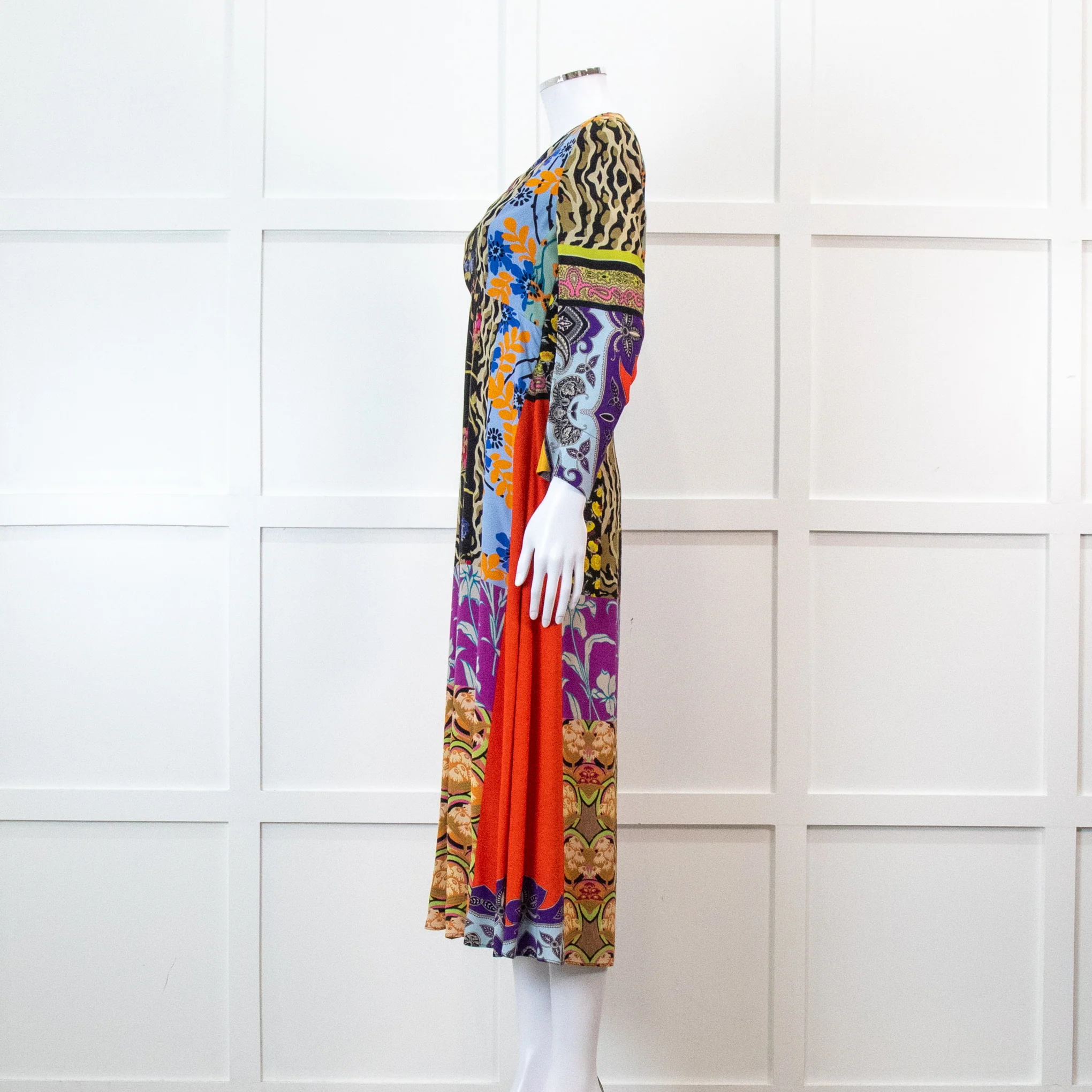 Etro Multi Colour Floral Red Side Panel Dress - Image 8