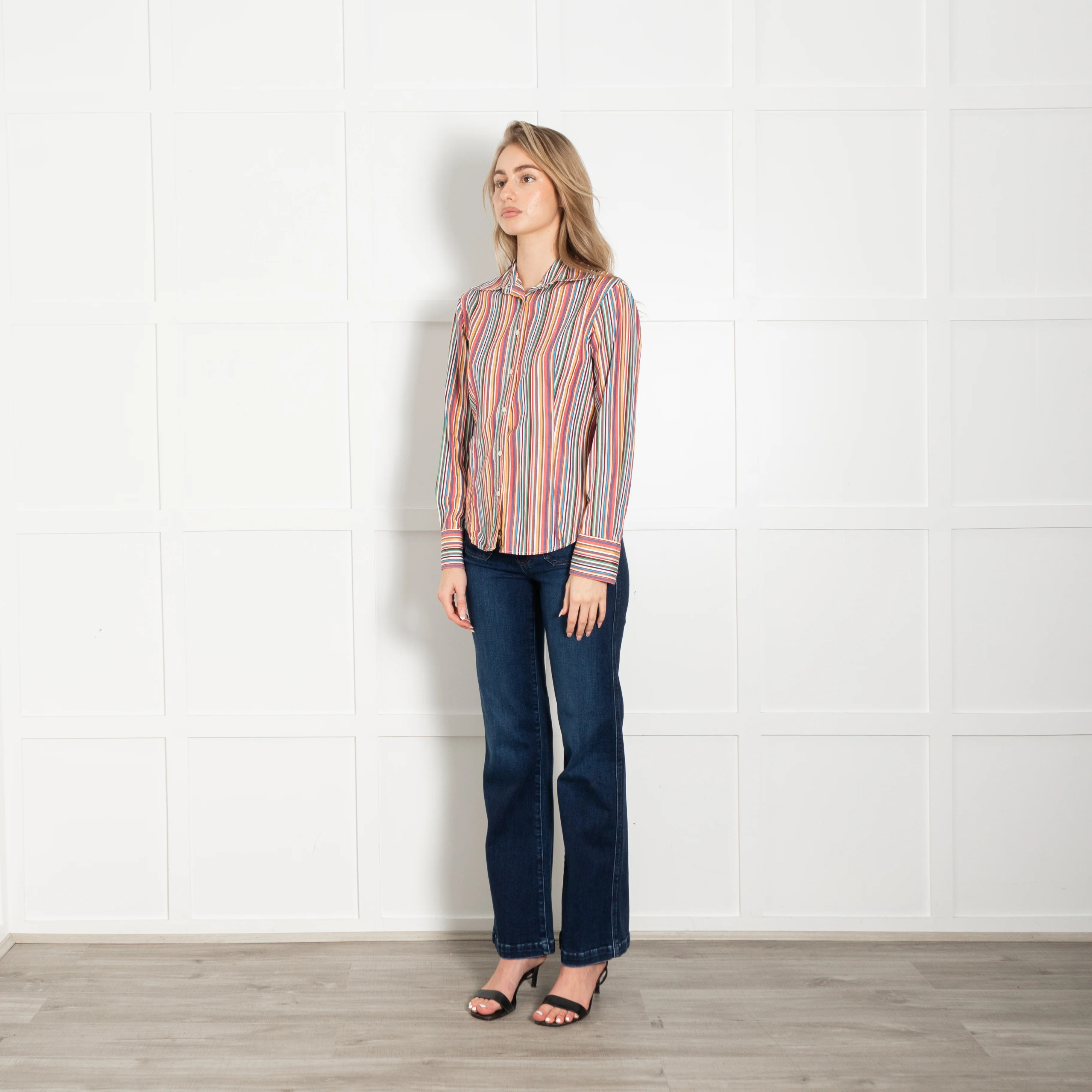 Etro Multi Stripe Long Collar Cotton Shirt - Image 3