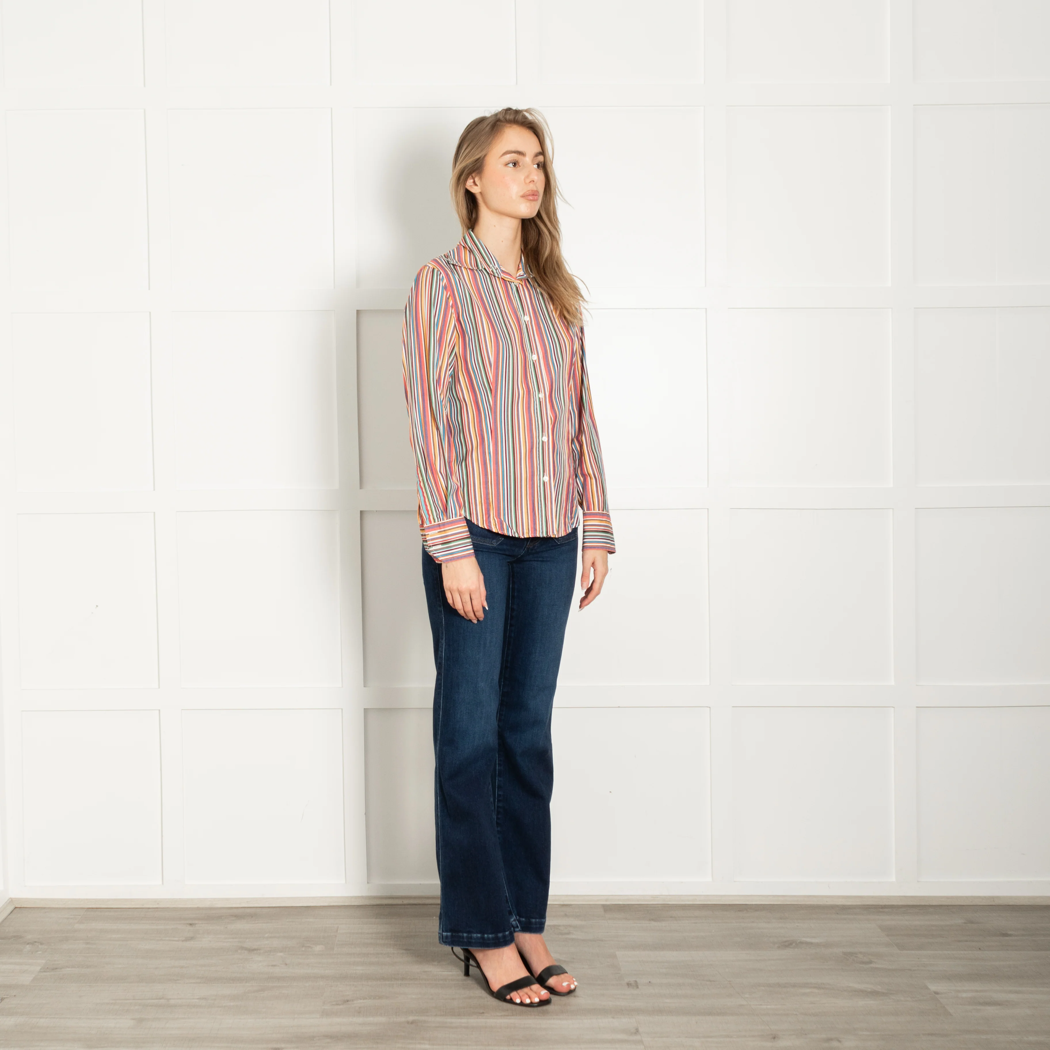 Etro Multi Stripe Long Collar Cotton Shirt - Image 7