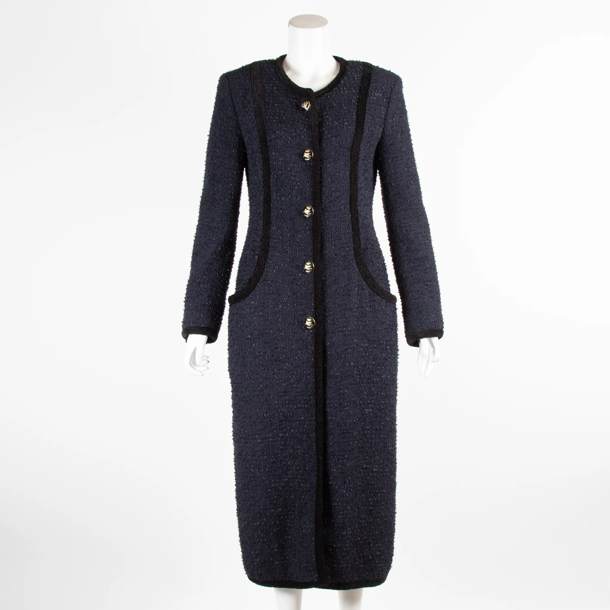 Etro Navy Blue Long Coat With Buttons