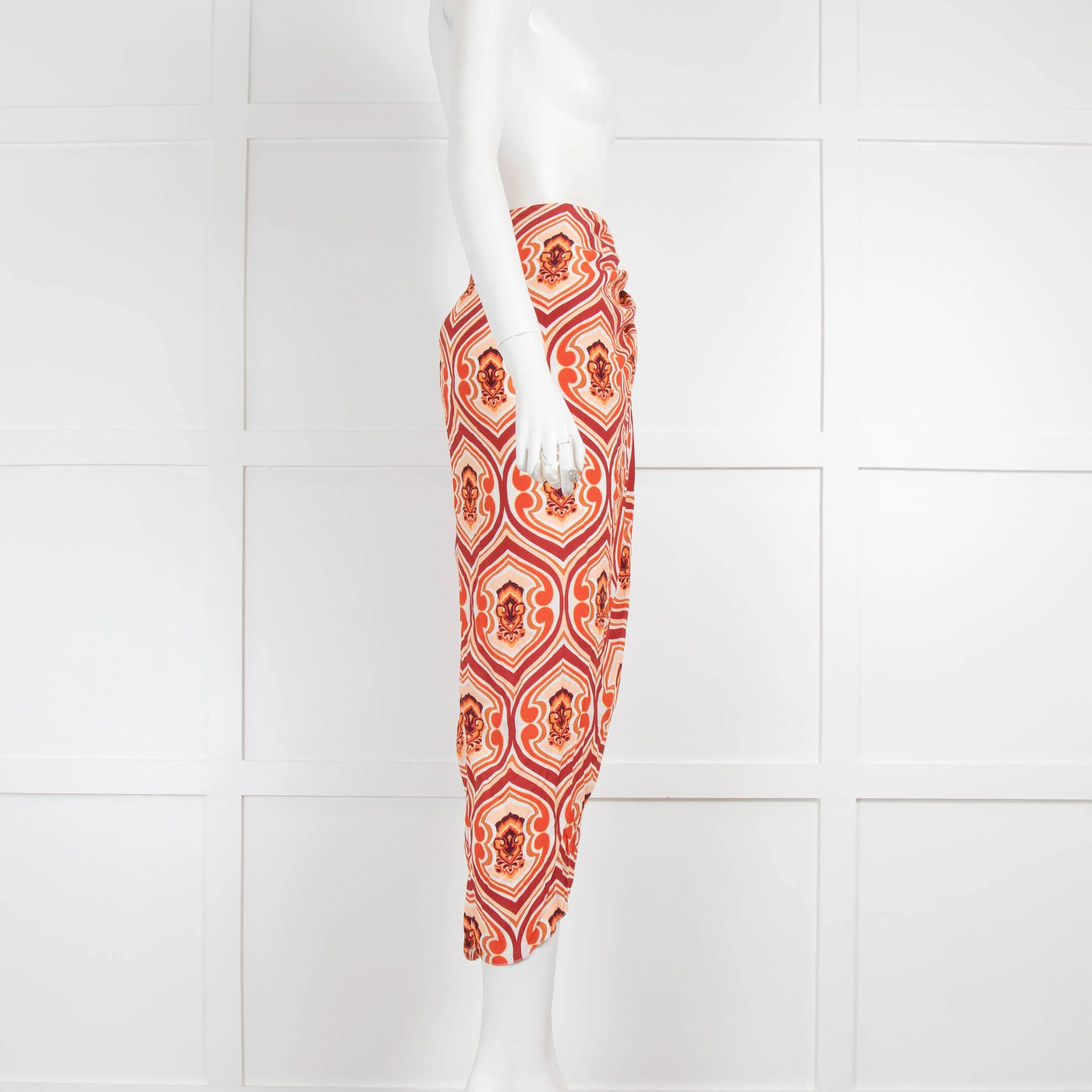 Etro Orange Pattern Knotted Skirt - Image 2