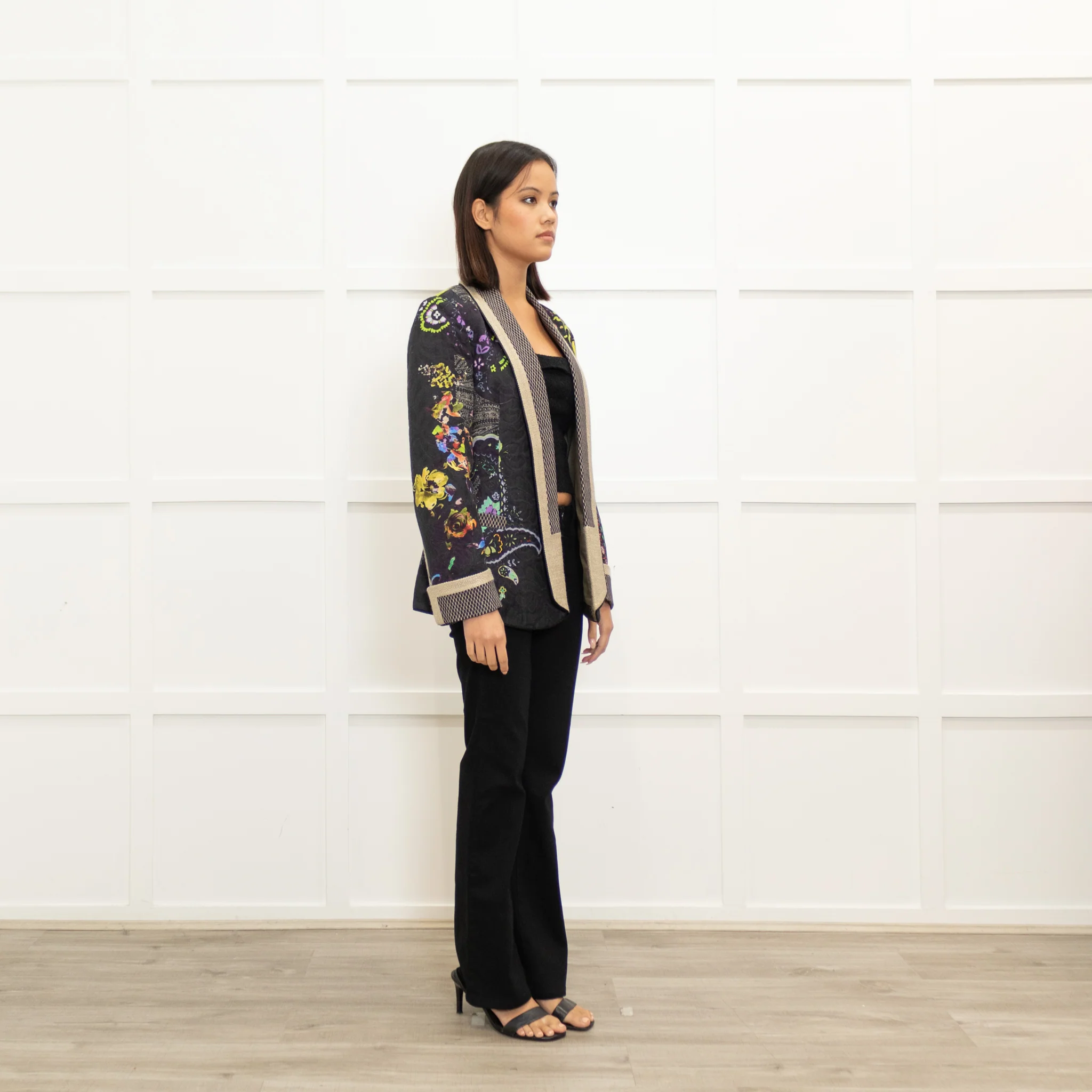 Etro Patterned Buttonless Jacket with Woven Lapels - Image 3