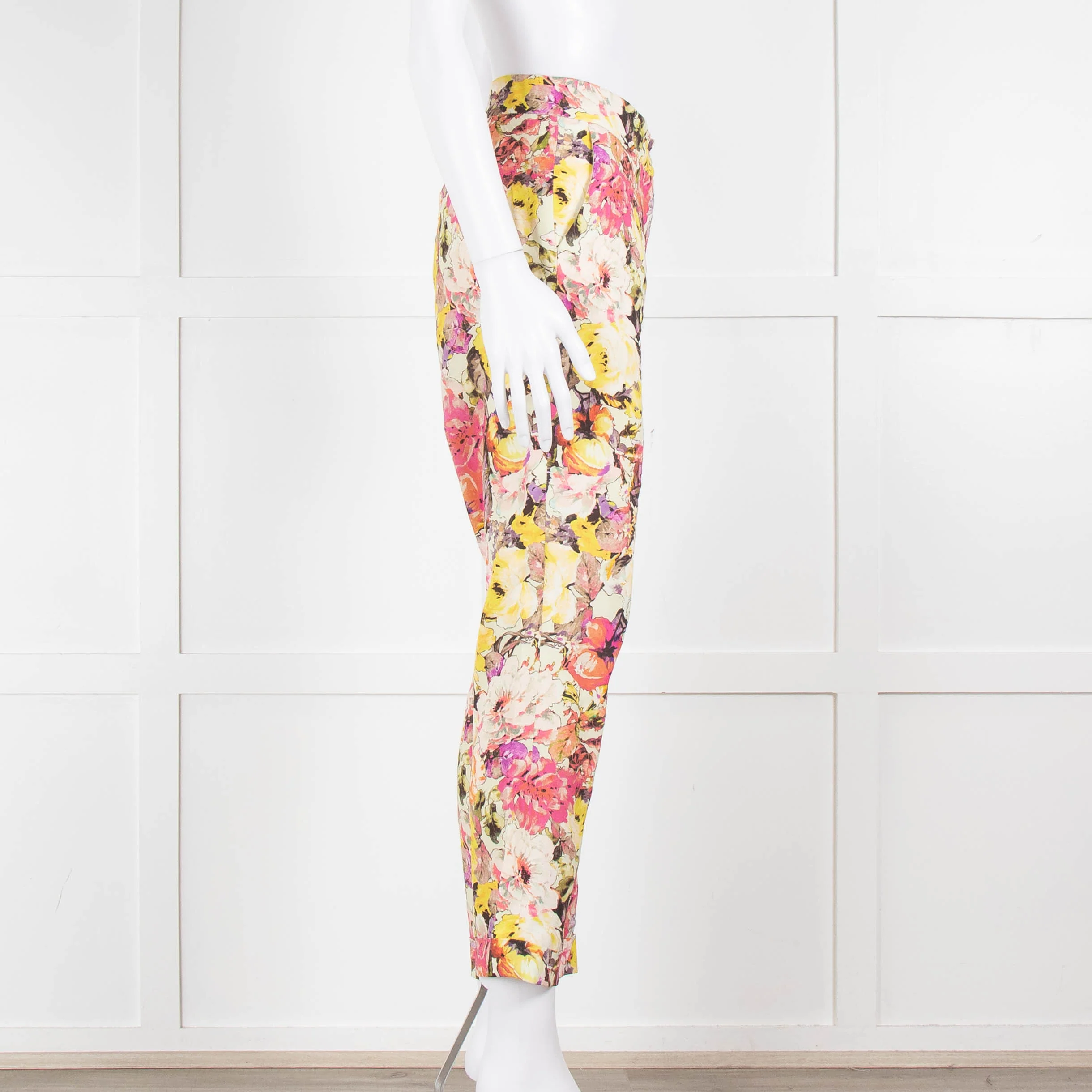 Etro Cream Pink Lilac Rose Print Trousers - Image 3
