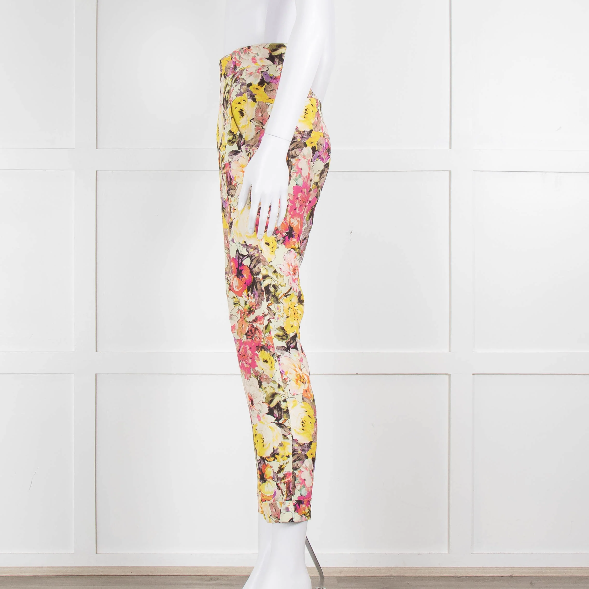 Etro Cream Pink Lilac Rose Print Trousers - Image 7