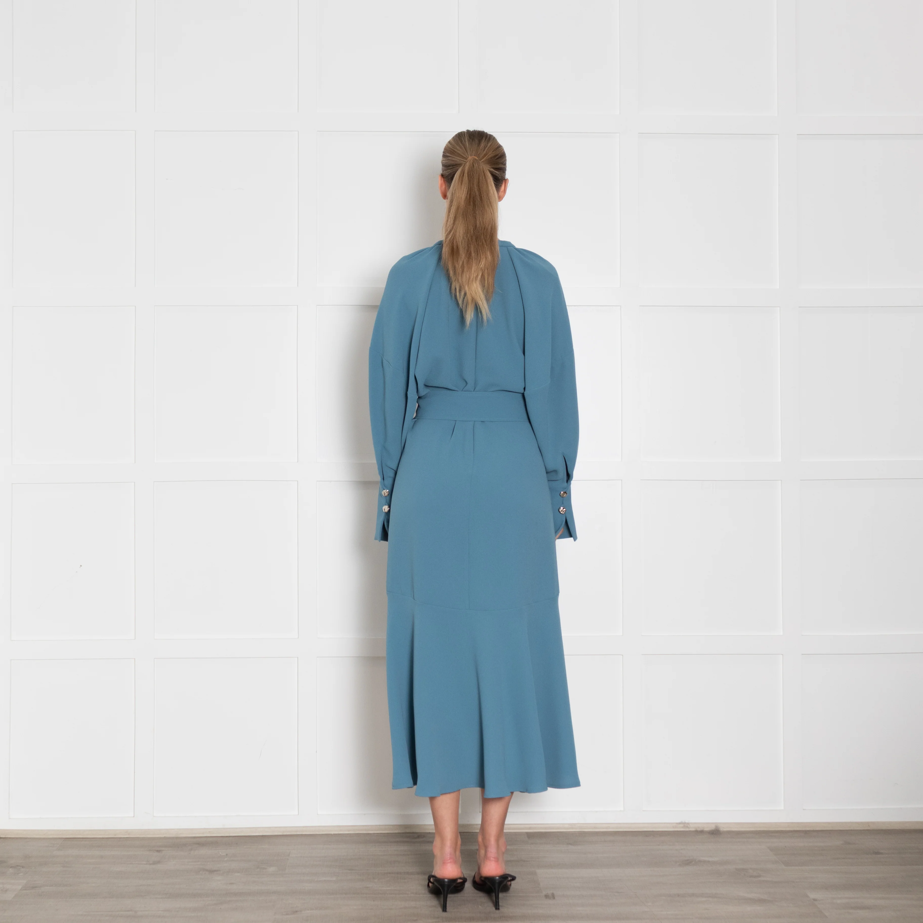 Eudon Choi Blue Long Sleeve Belted Dress - Image 5