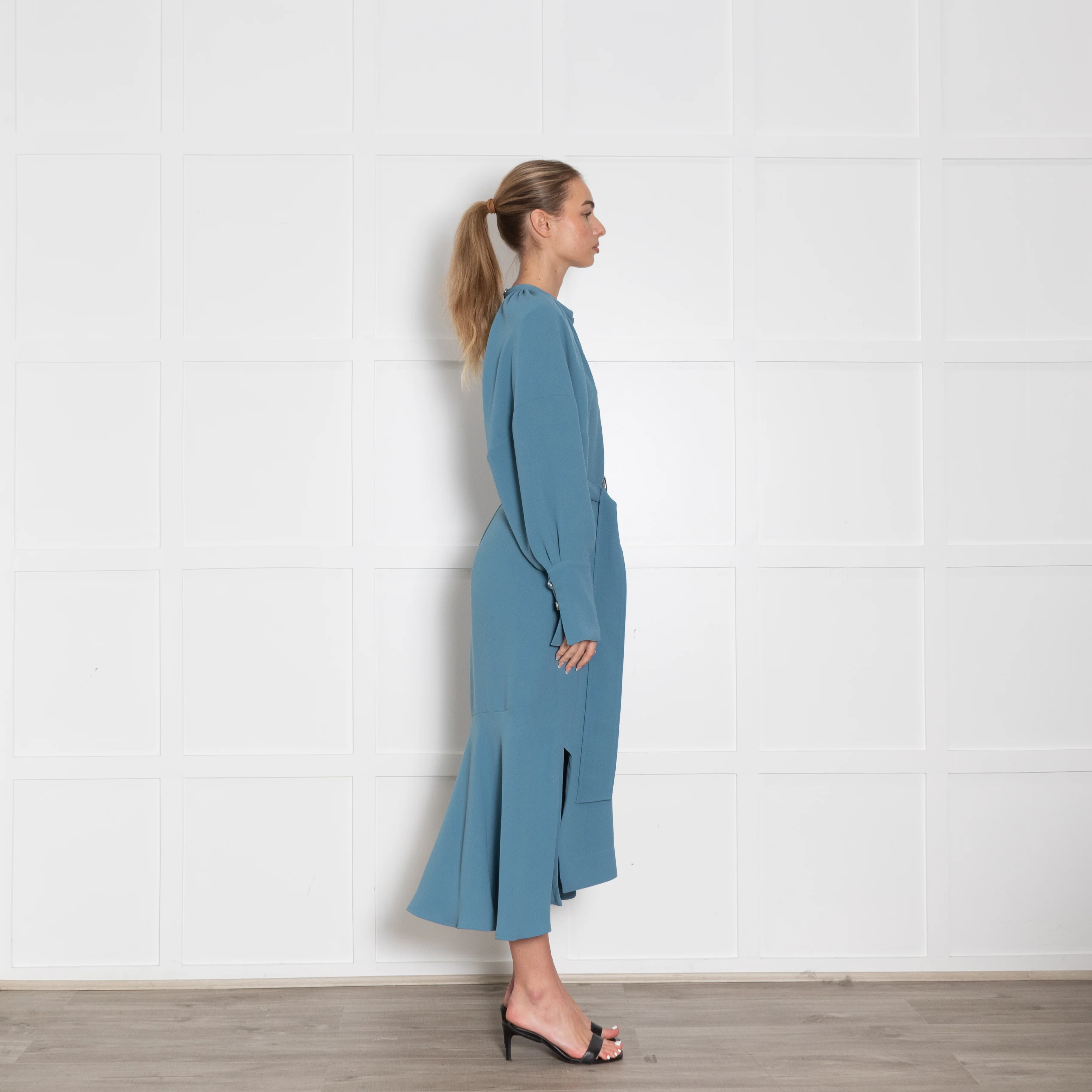 Eudon Choi Blue Long Sleeve Belted Dress - Image 6