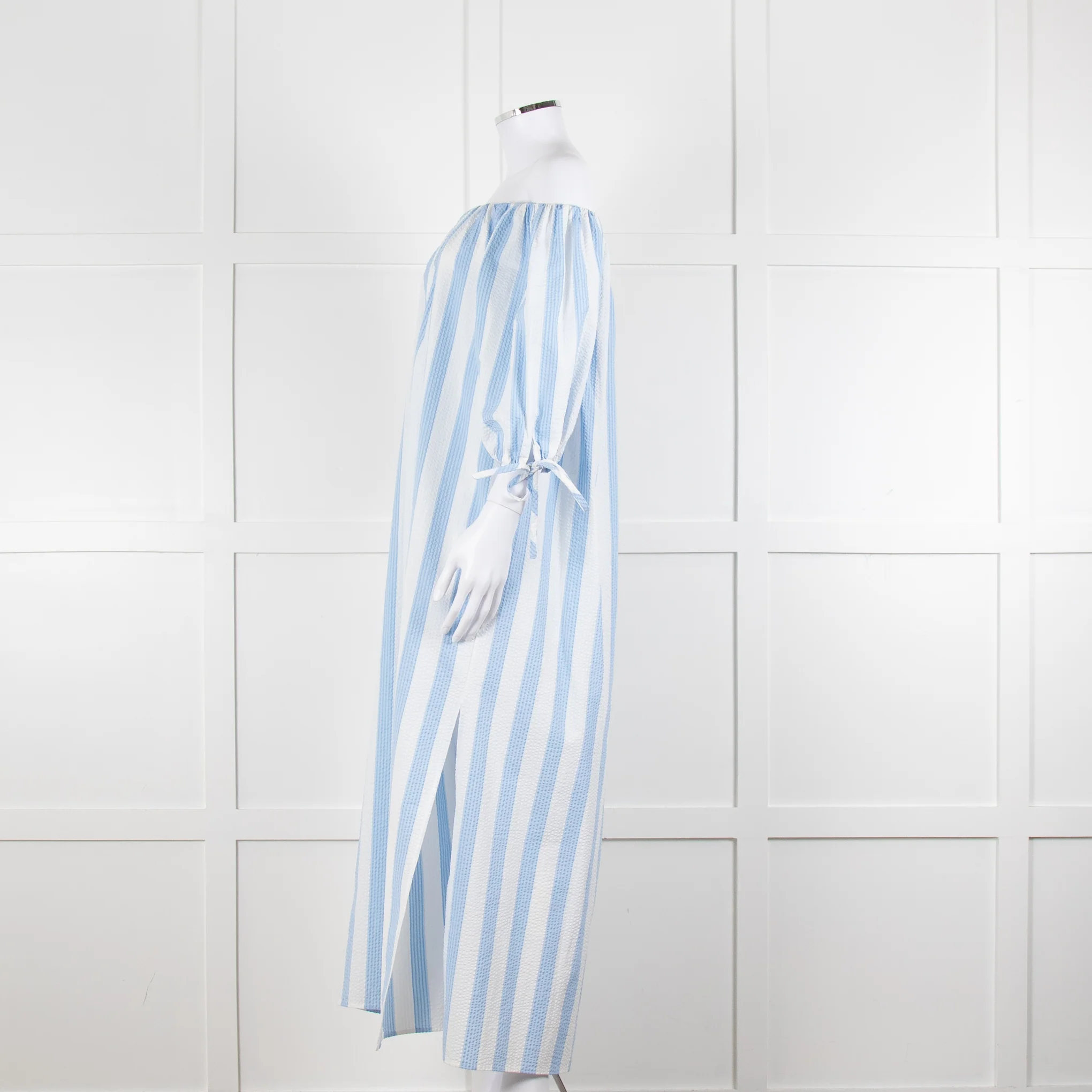 Evi Grintela Blue and White Striped Poplin Dress - Image 8