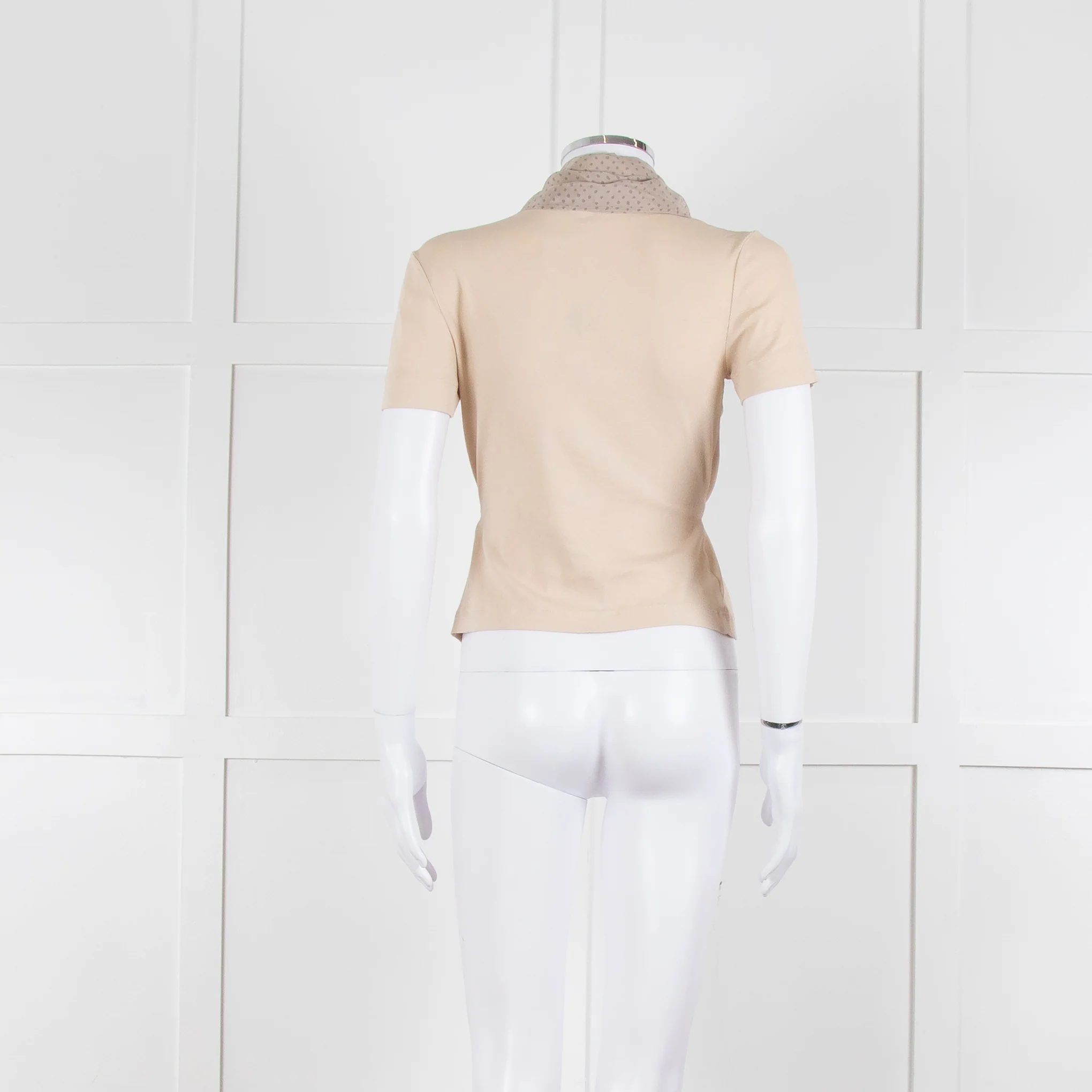Fabiana Filippi Beige + Brown Dot Silk Blend Short Sleeve Top - Image 5