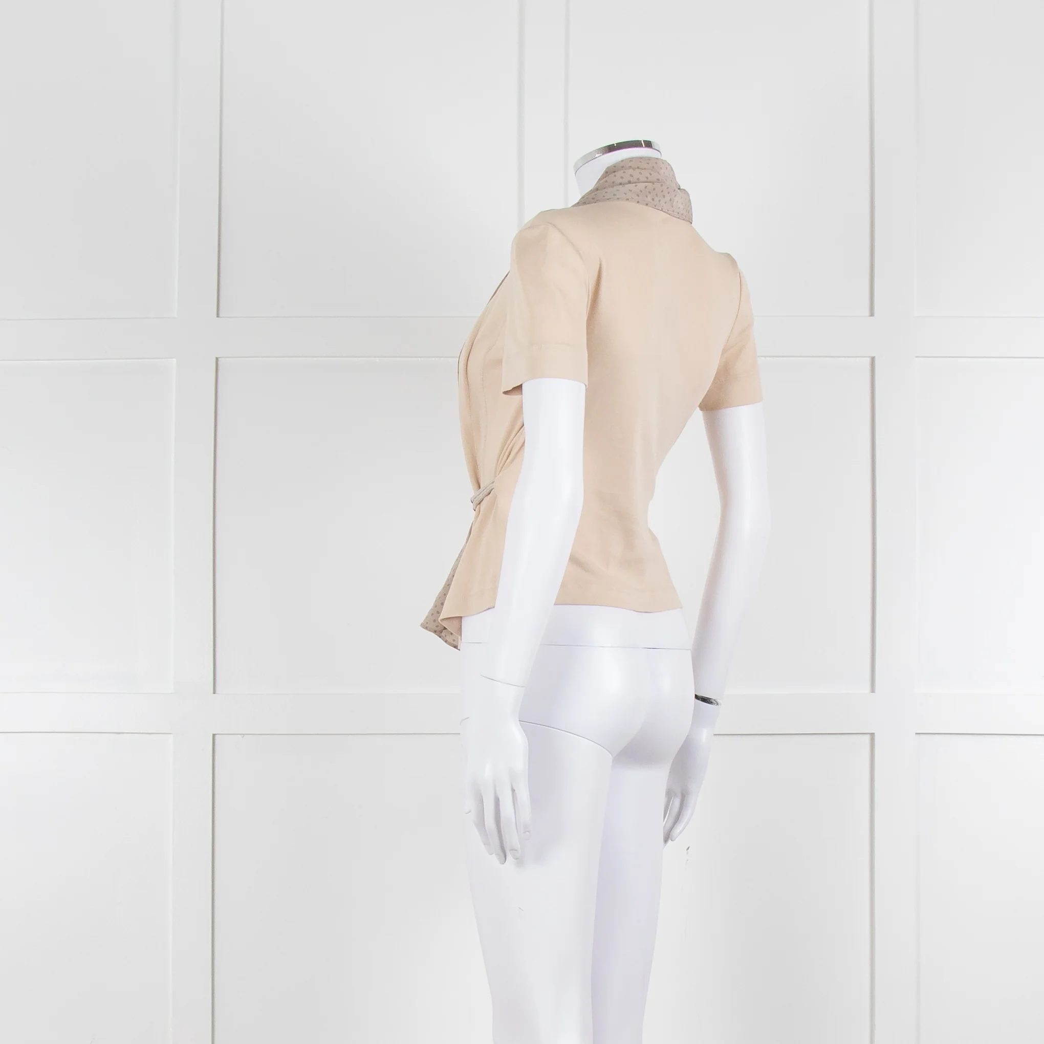 Fabiana Filippi Beige + Brown Dot Silk Blend Short Sleeve Top - Image 6