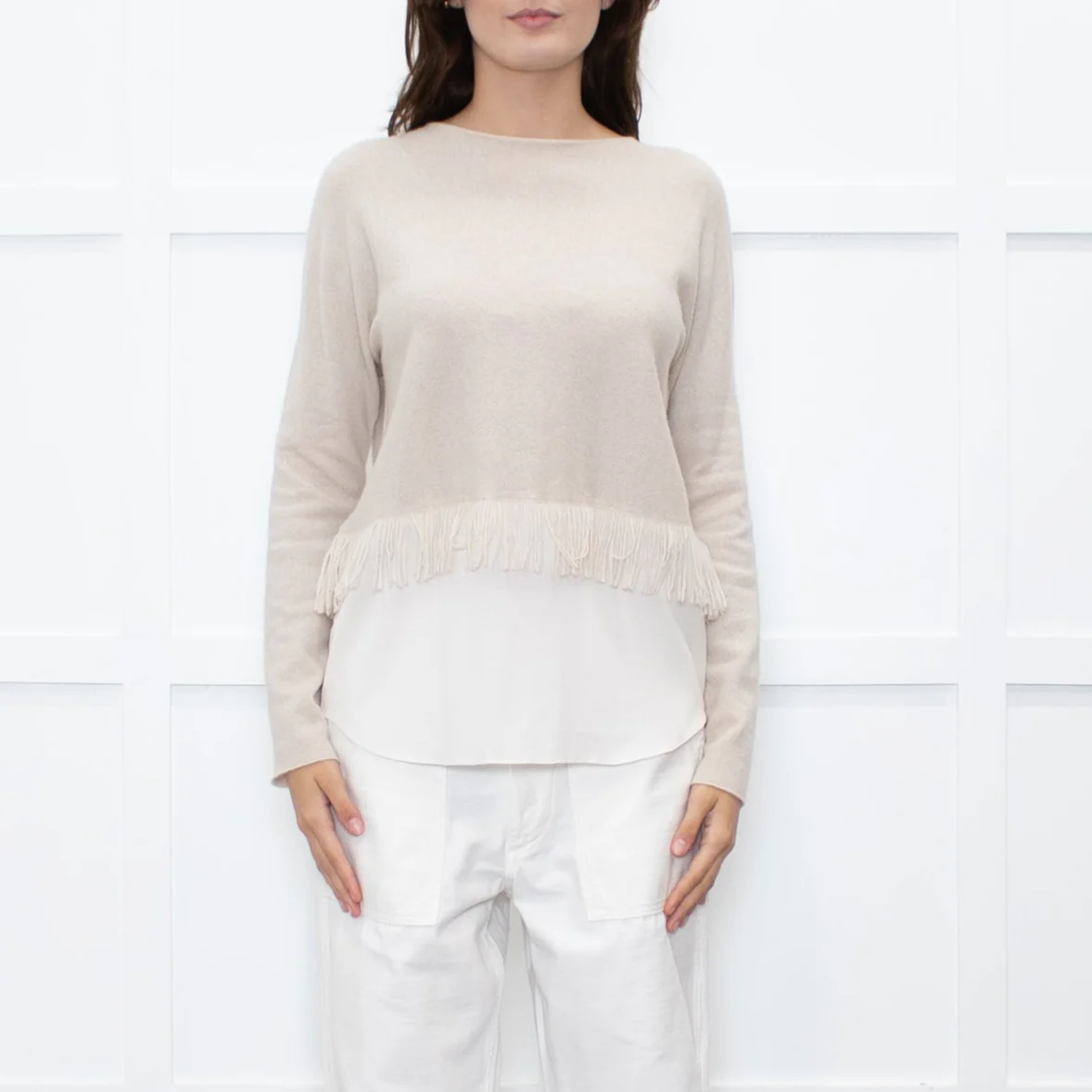 Fabiana Filippi Beige Cashmere Fringed Sweater - Image 2