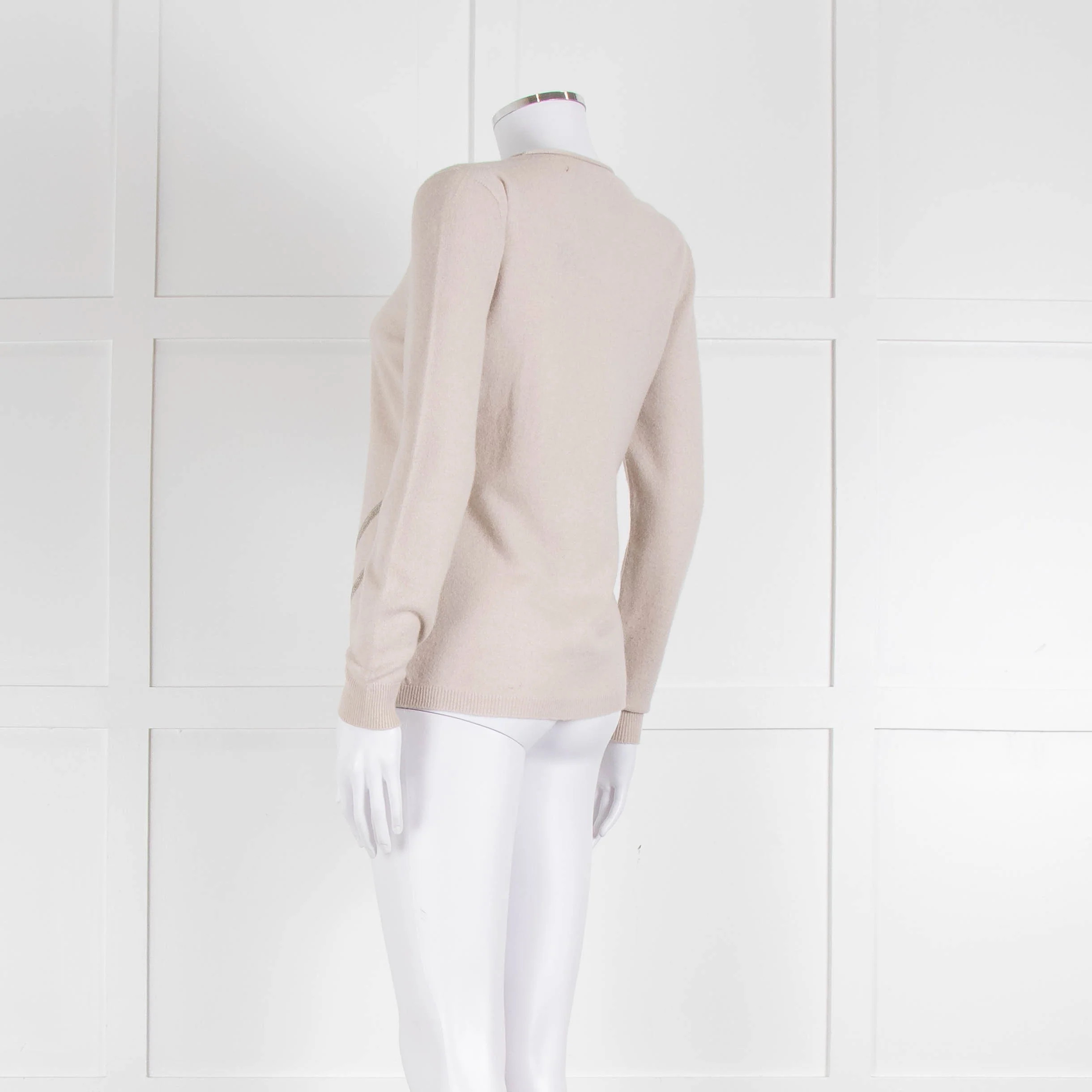 Fabiana Filippi Beige Cashmere Mix Jumper With Silver Bead Detail - Image 6