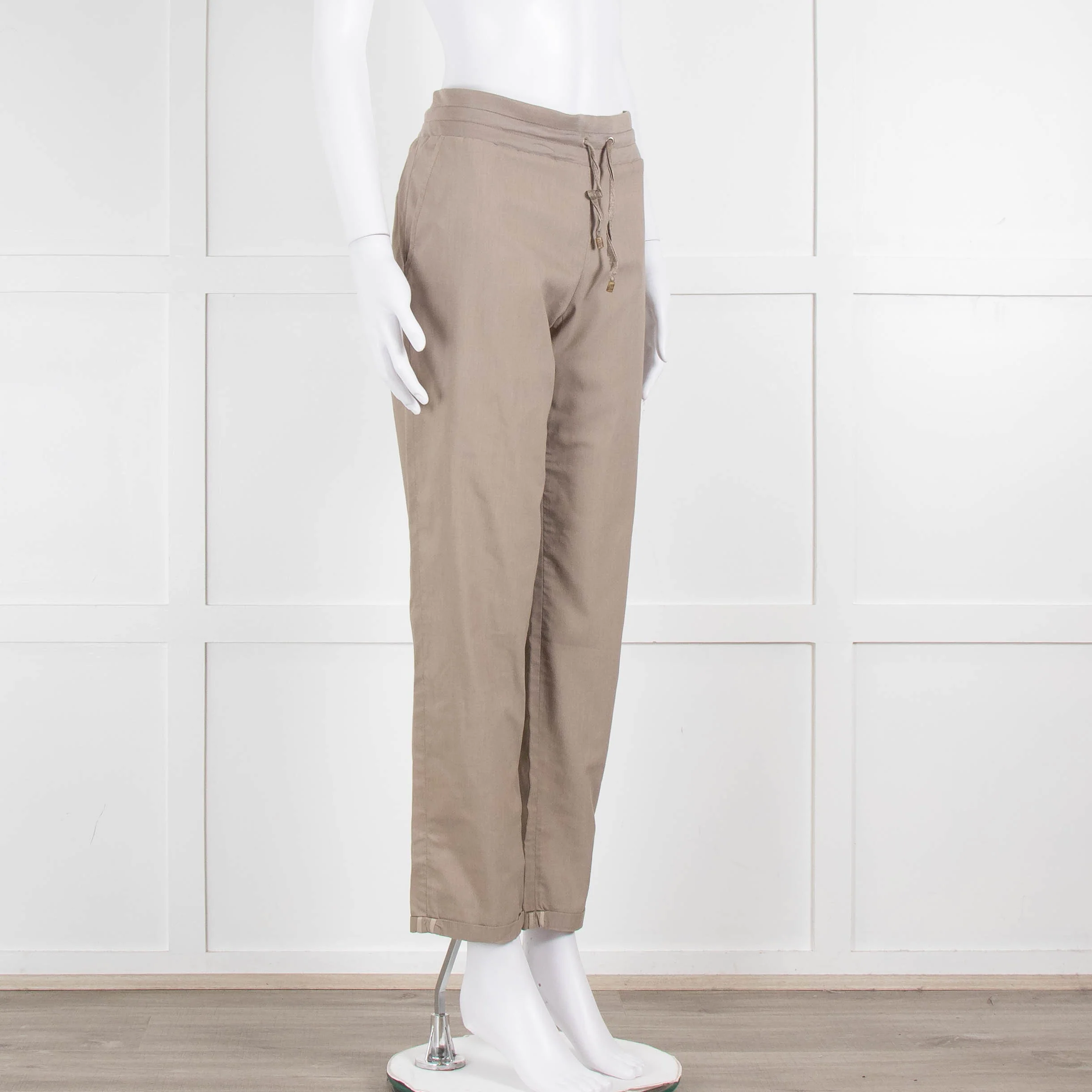 Fabiana Filippi Beige Draw String Cotton Blend Trousers - Image 2