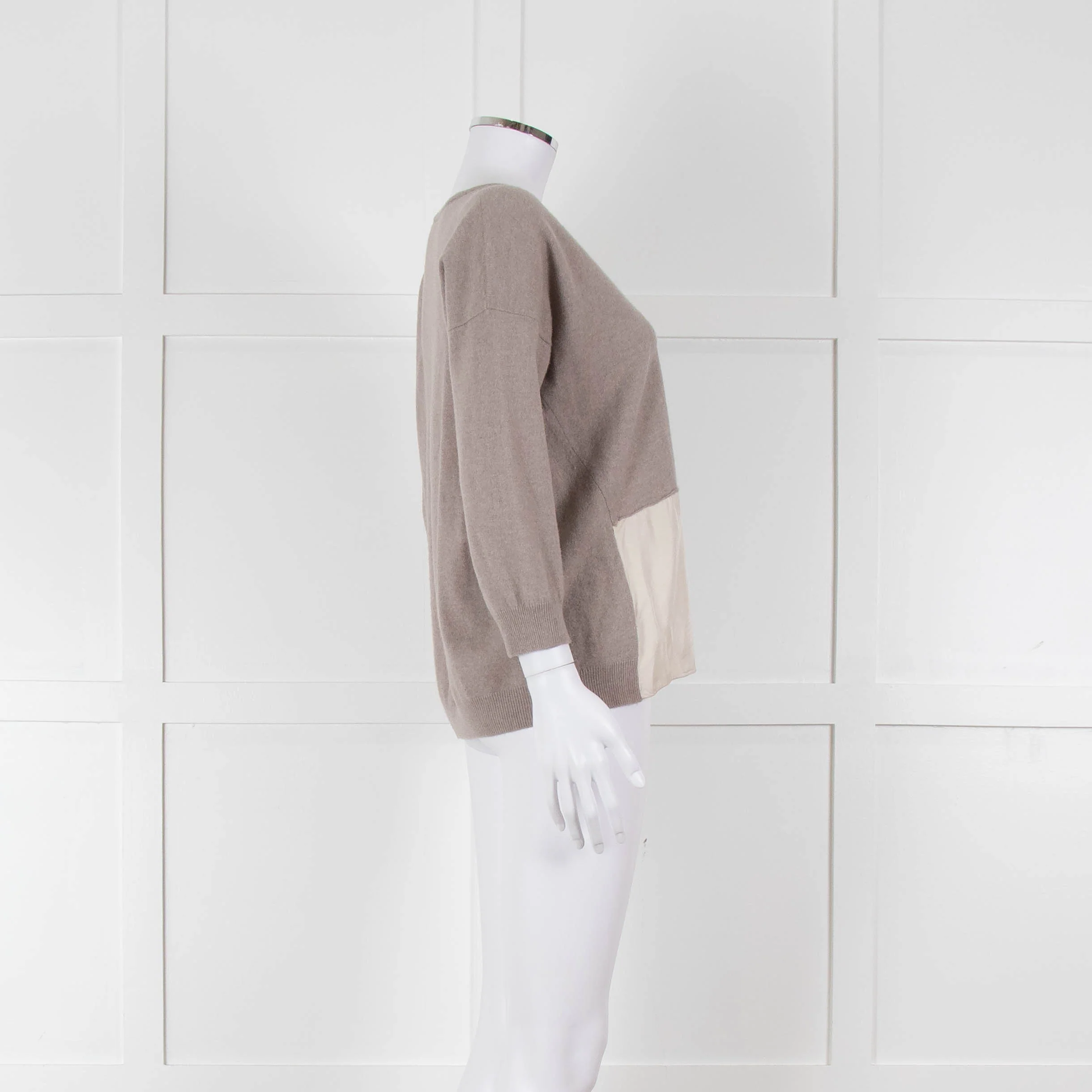 Fabiana Filippi Beige V-Neck Cashmere Blend Sweater - Image 3