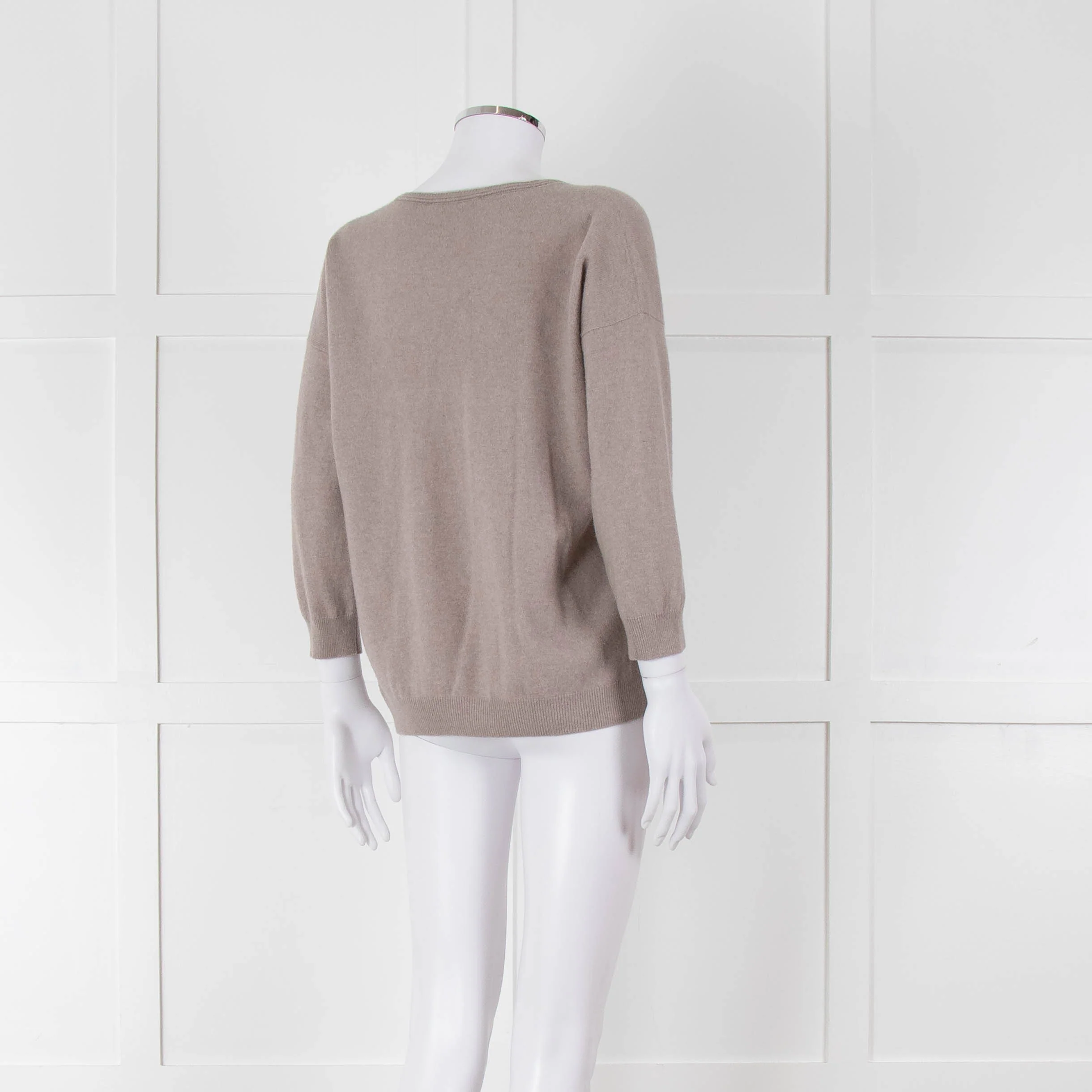 Fabiana Filippi Beige V-Neck Cashmere Blend Sweater - Image 4