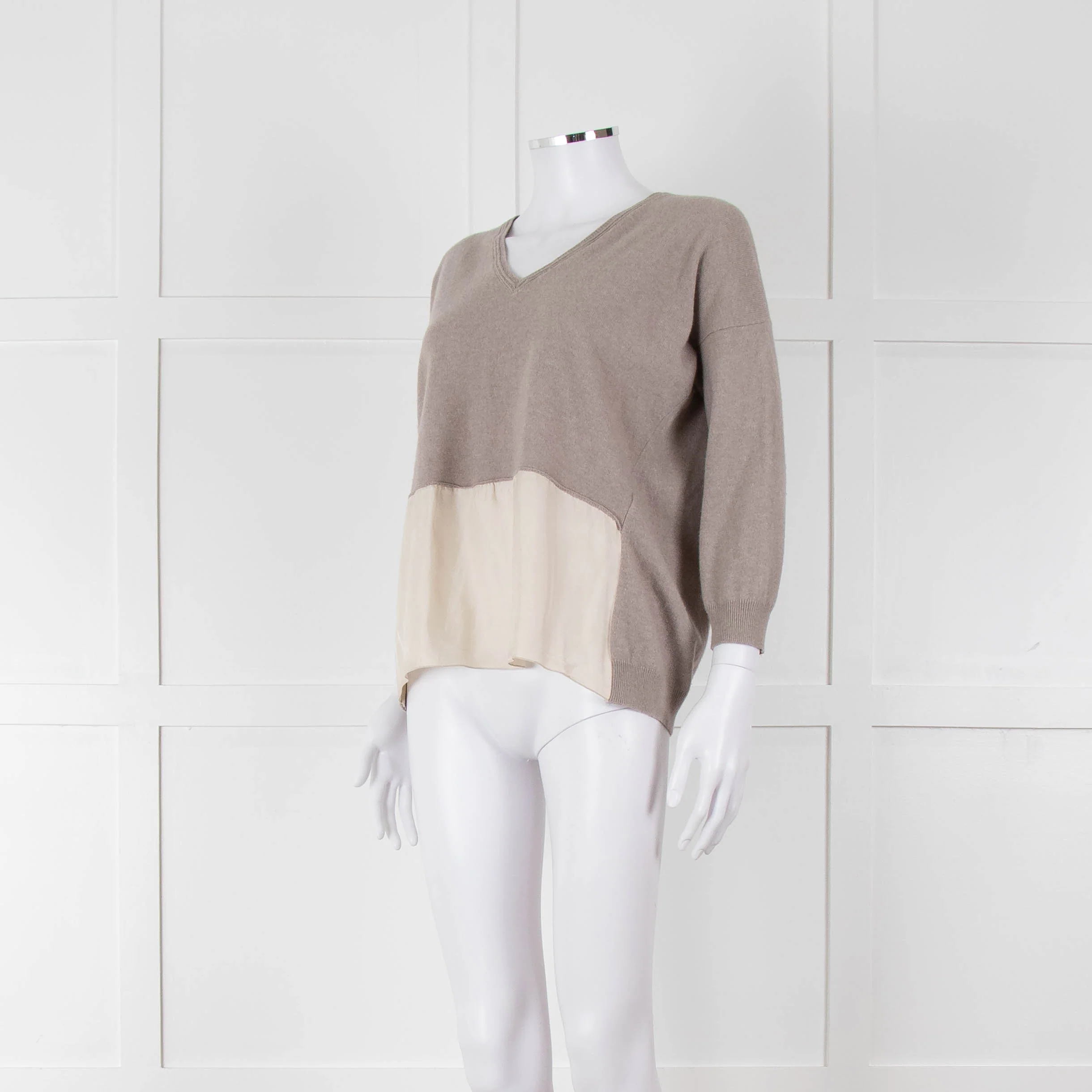 Fabiana Filippi Beige V-Neck Cashmere Blend Sweater - Image 8