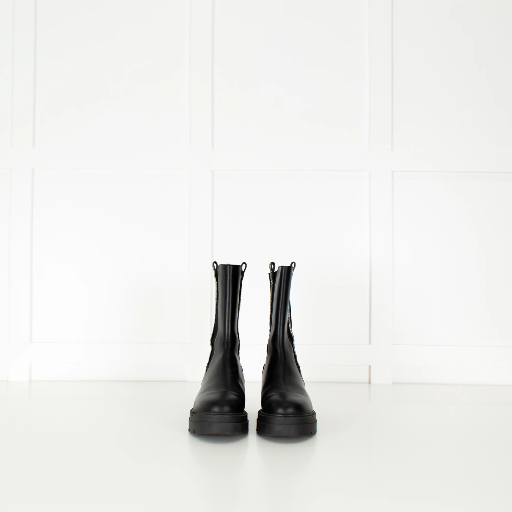 Fabiana Filippi Black Bead Embellished Combat Boots - Image 2