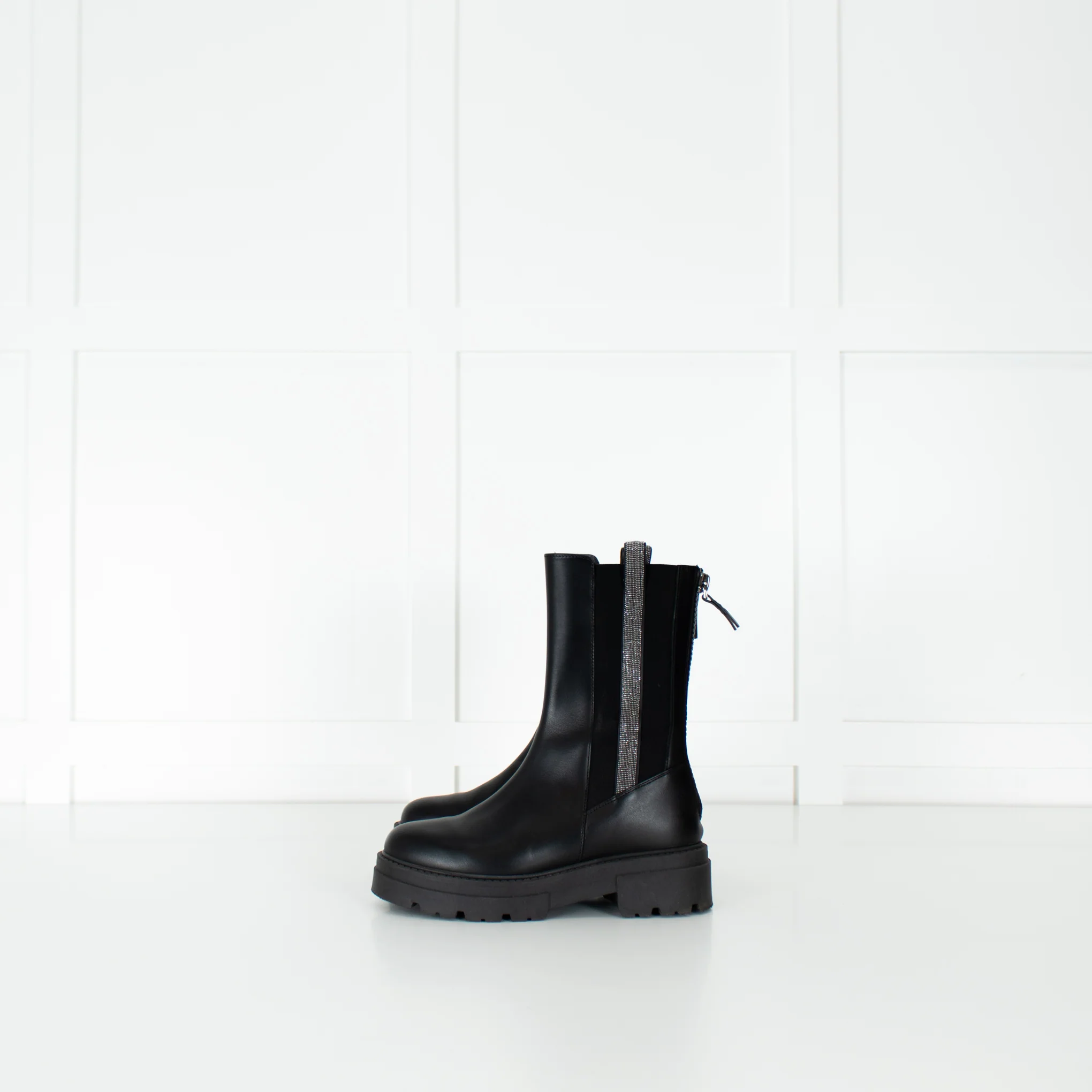 Fabiana Filippi Black Bead Embellished Combat Boots - Image 4