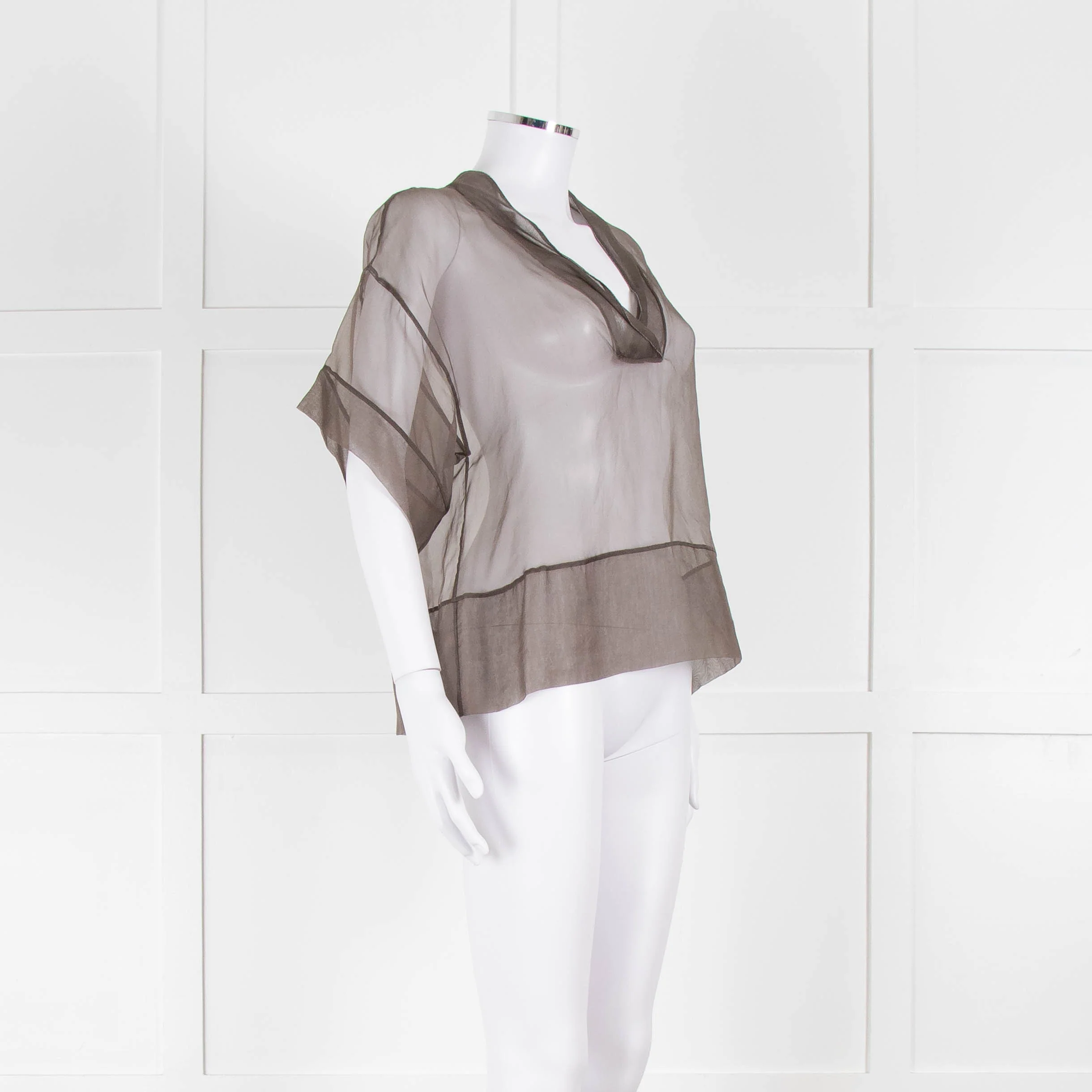 Fabiana Filippi Brown Sheer Top with Sparkle Trim - Image 2