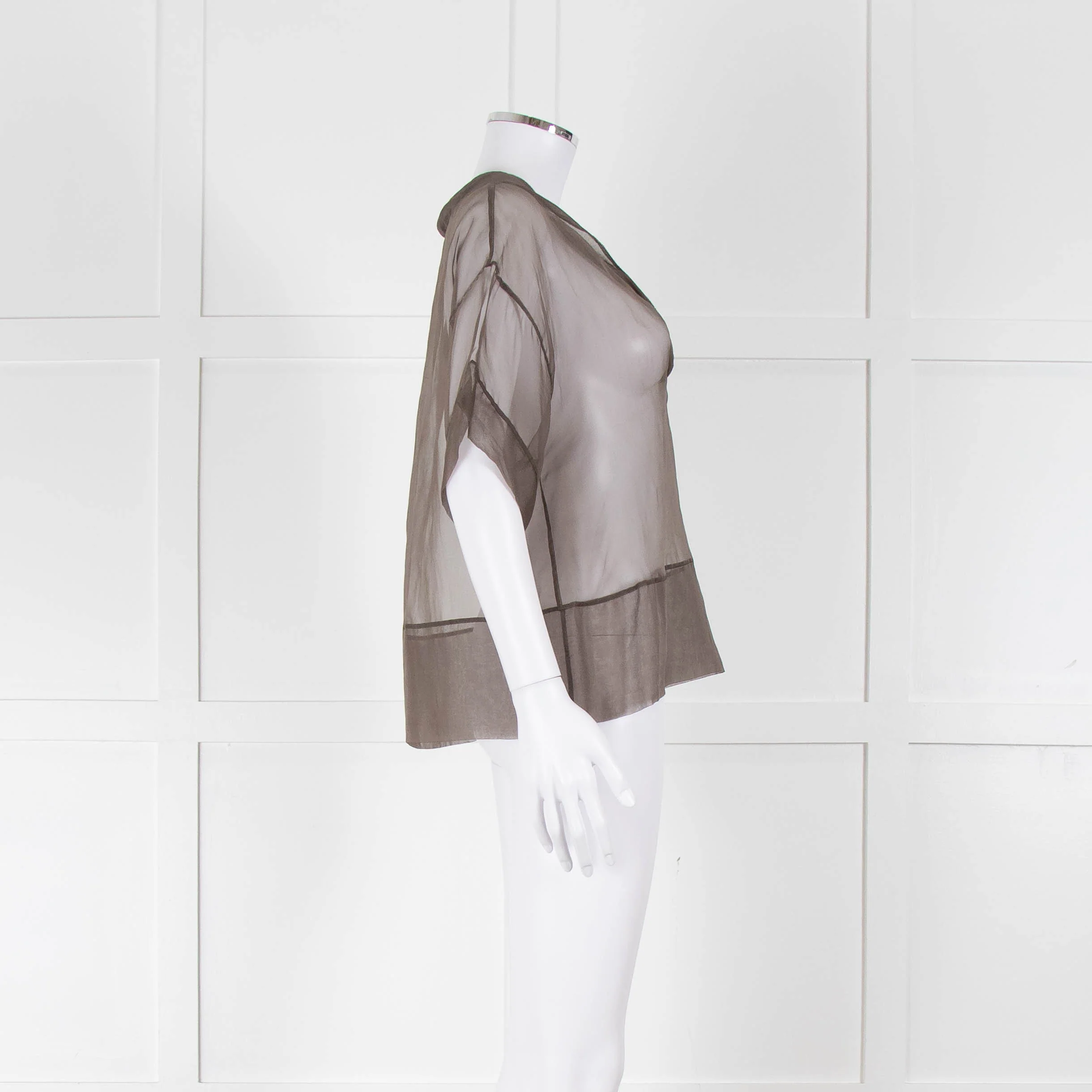 Fabiana Filippi Brown Sheer Top with Sparkle Trim - Image 3