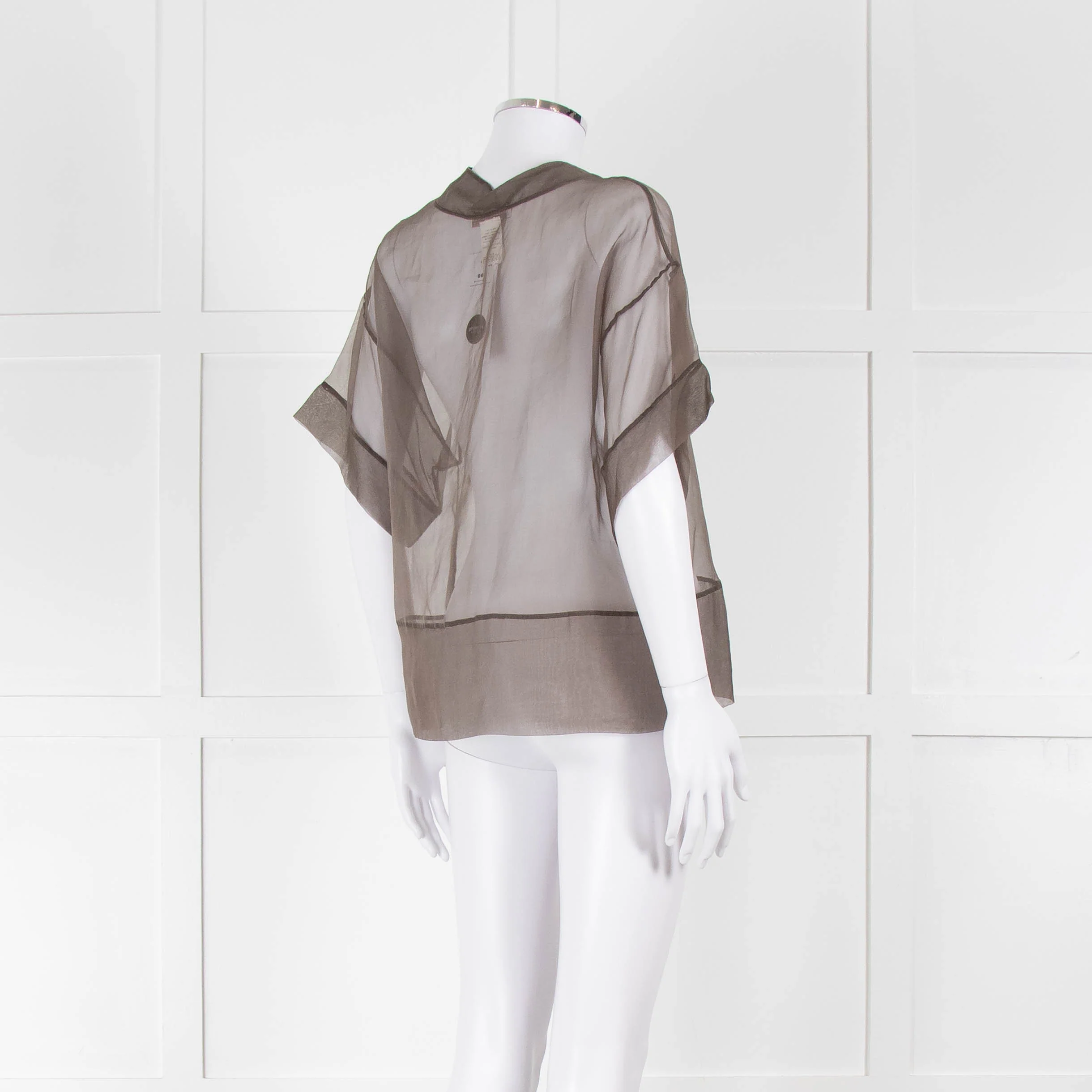 Fabiana Filippi Brown Sheer Top with Sparkle Trim - Image 4