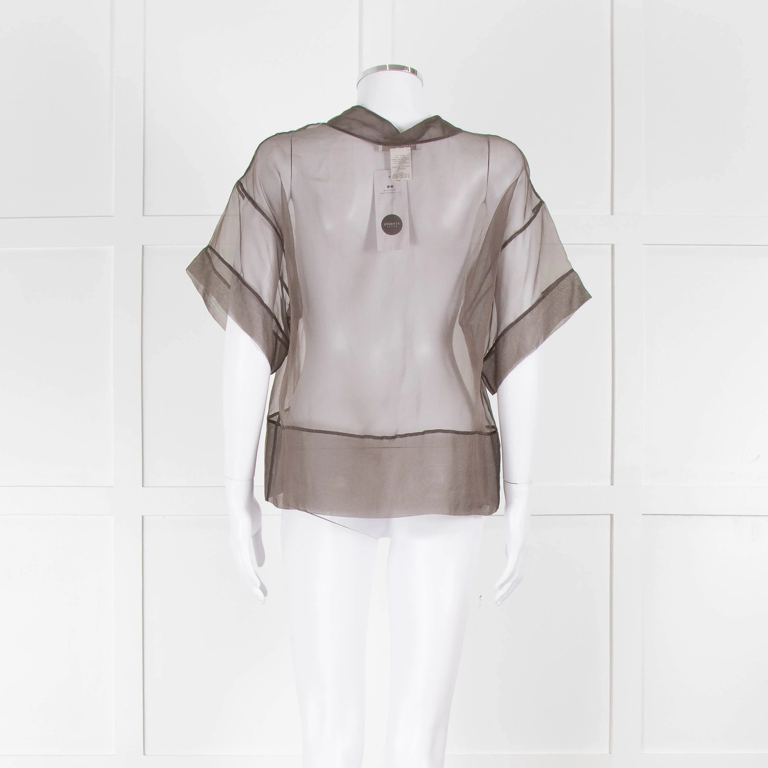 Fabiana Filippi Brown Sheer Top with Sparkle Trim - Image 5