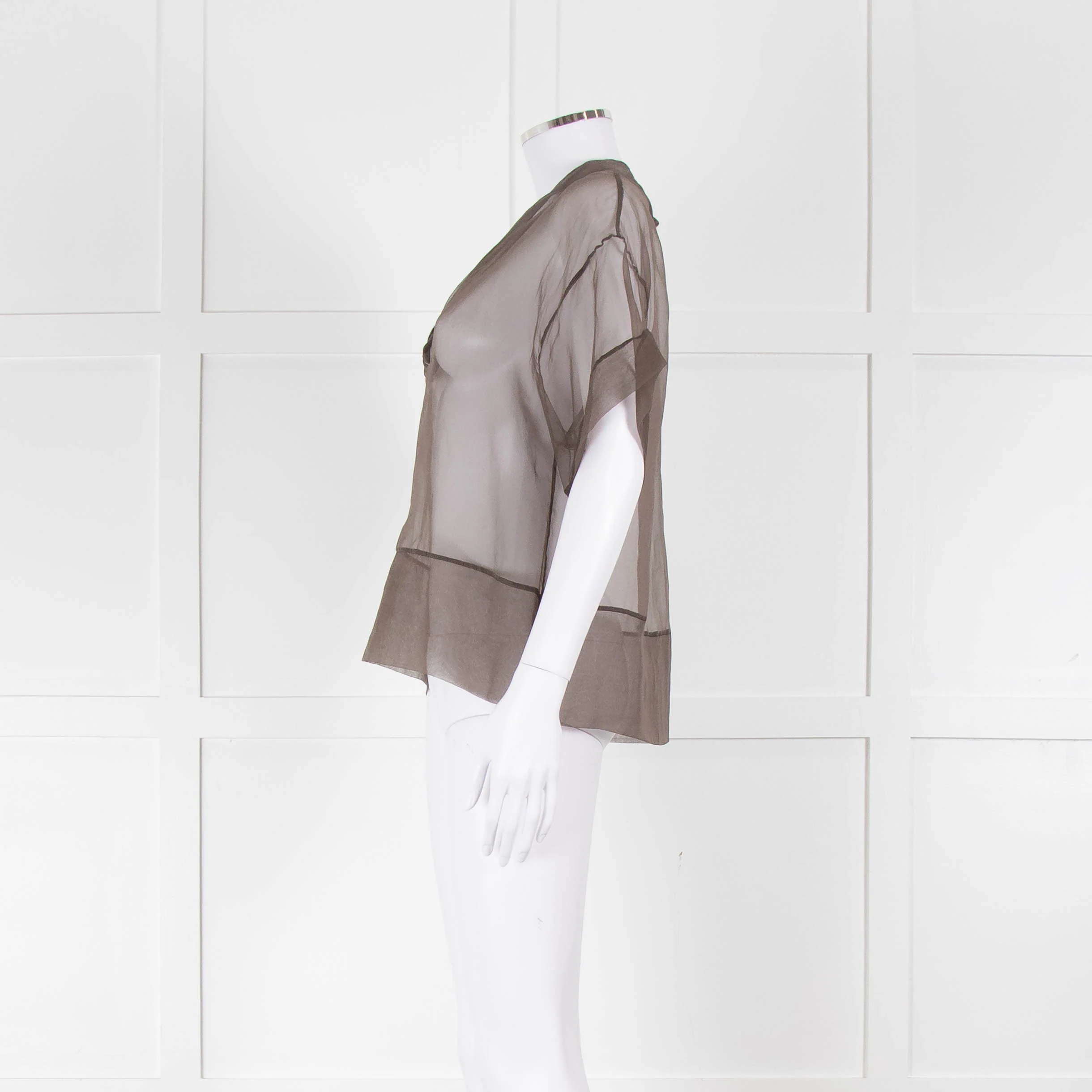 Fabiana Filippi Brown Sheer Top with Sparkle Trim - Image 7