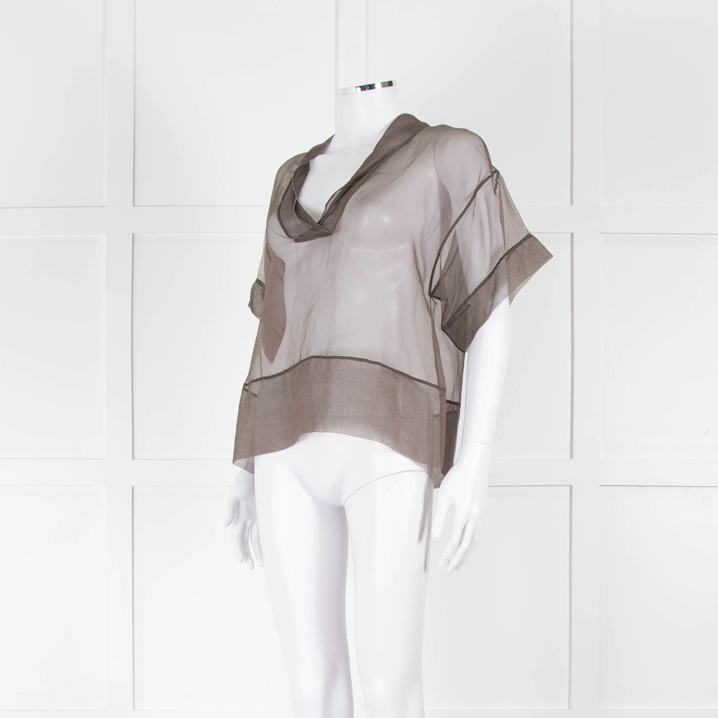 Fabiana Filippi Brown Sheer Top with Sparkle Trim - Image 8