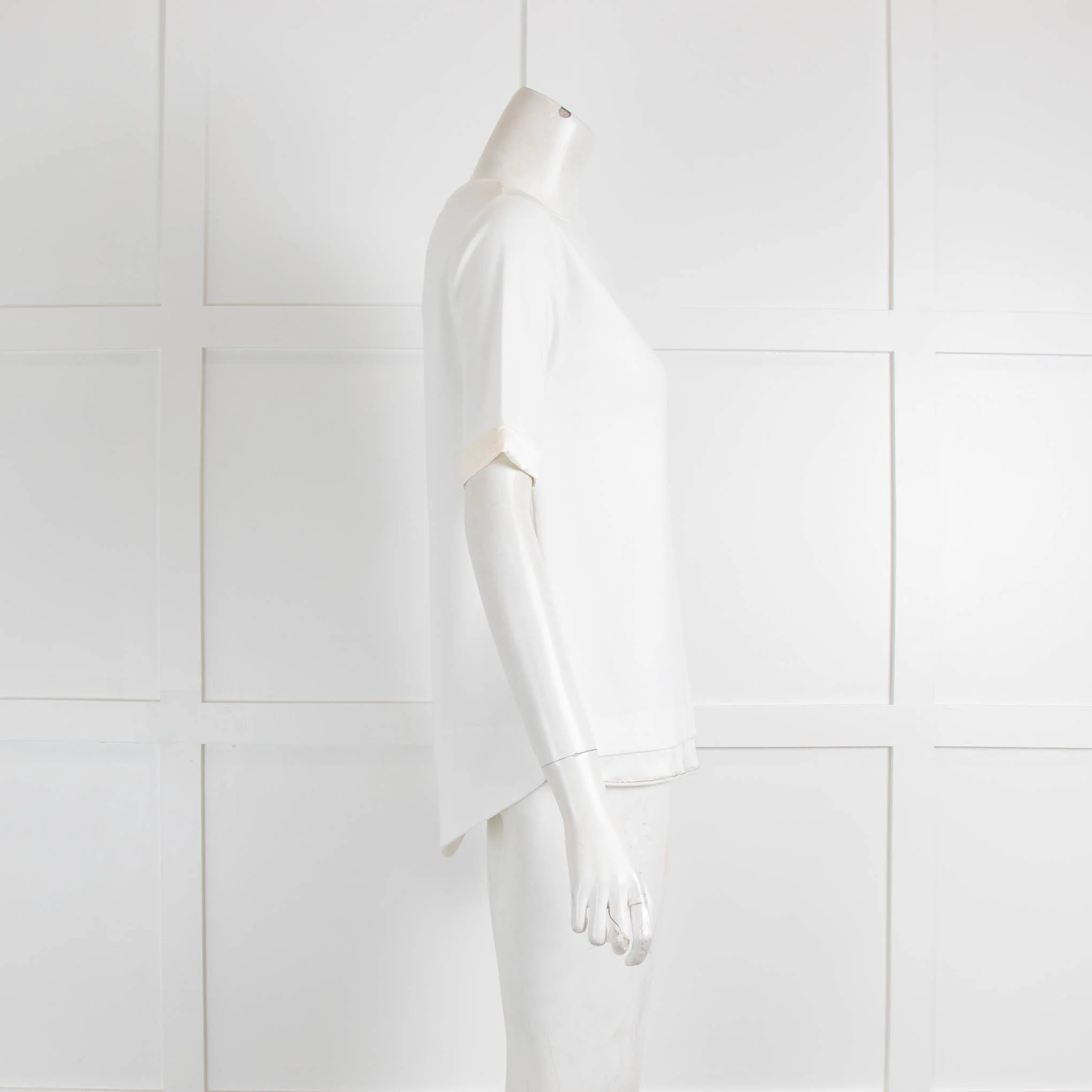 Fabiana Filippi Cream Cotton Silk Trim T-Shirt - Image 2