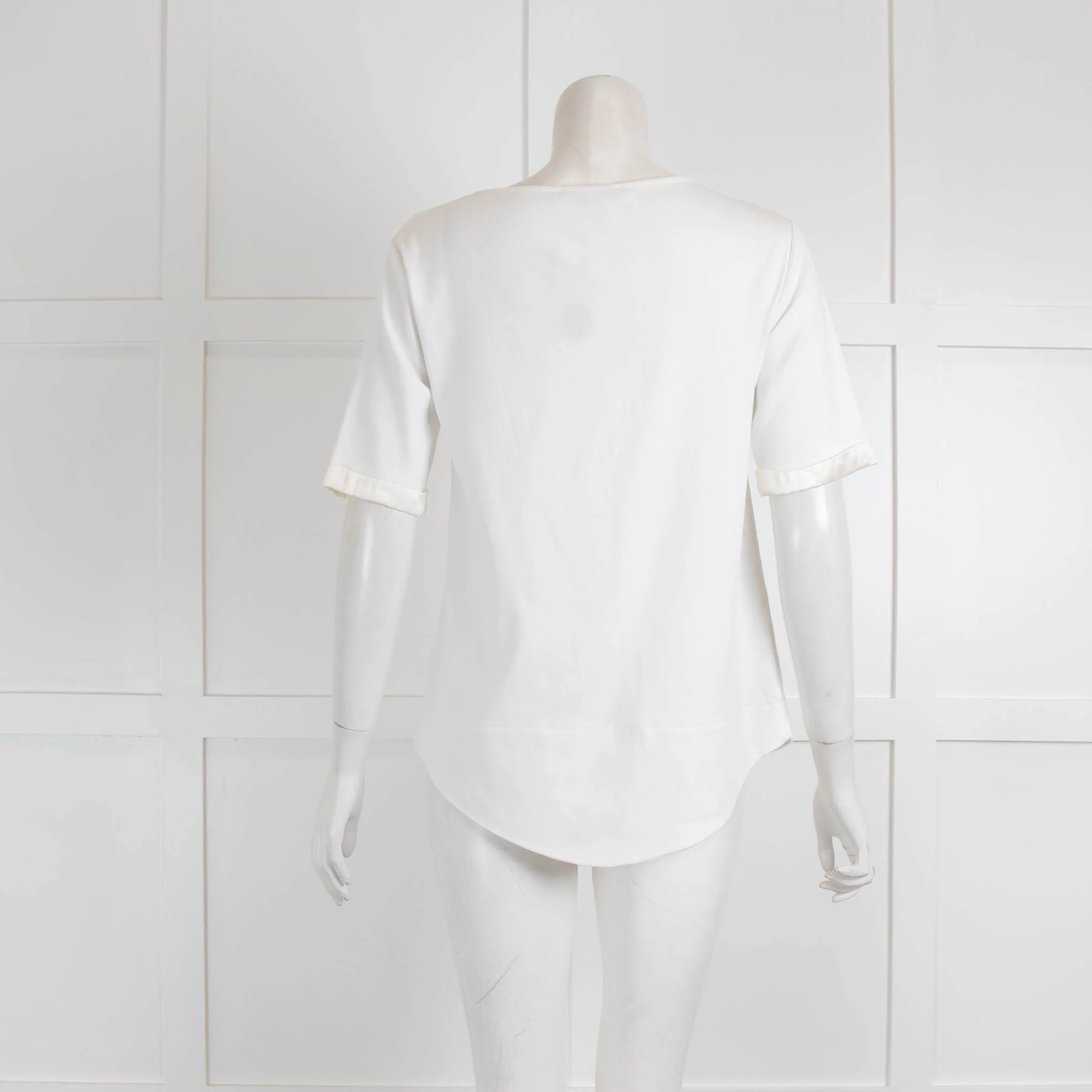 Fabiana Filippi Cream Cotton Silk Trim T-Shirt - Image 3