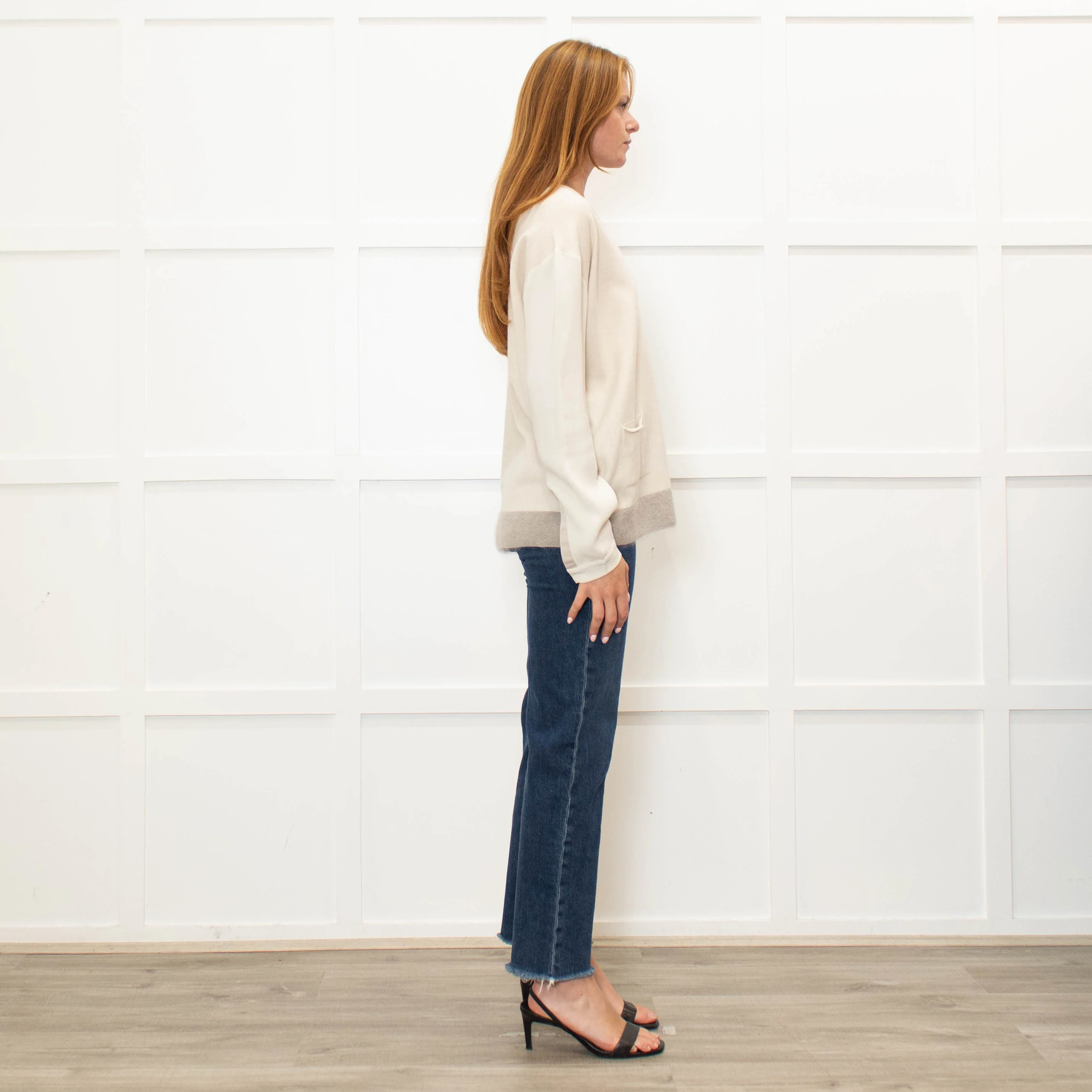 Fabiana Filippi Cream V-Neck Front Pocket Sweater - Image 6