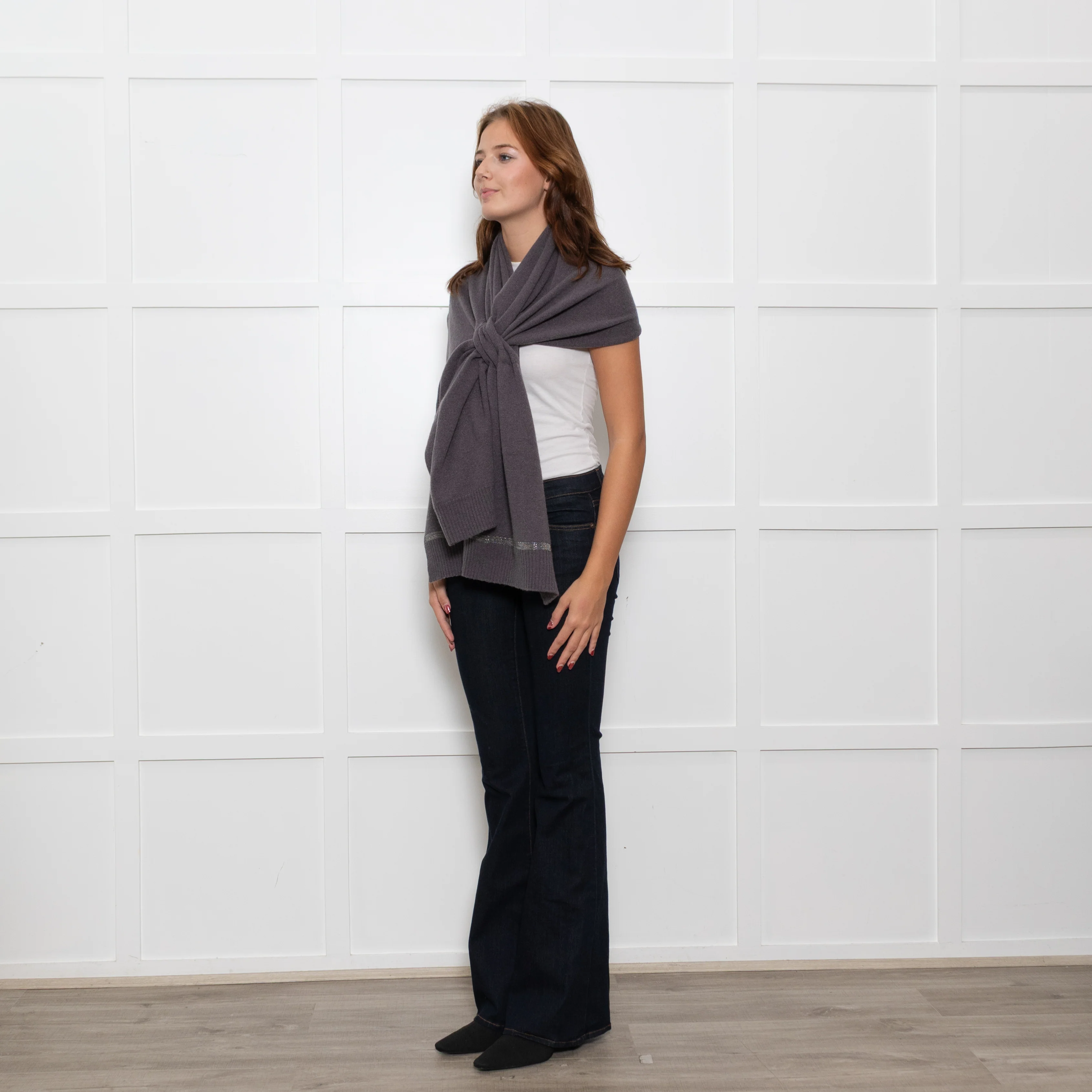 Fabiana Filippi Grey Merino Wool Blend Scarf - Image 2