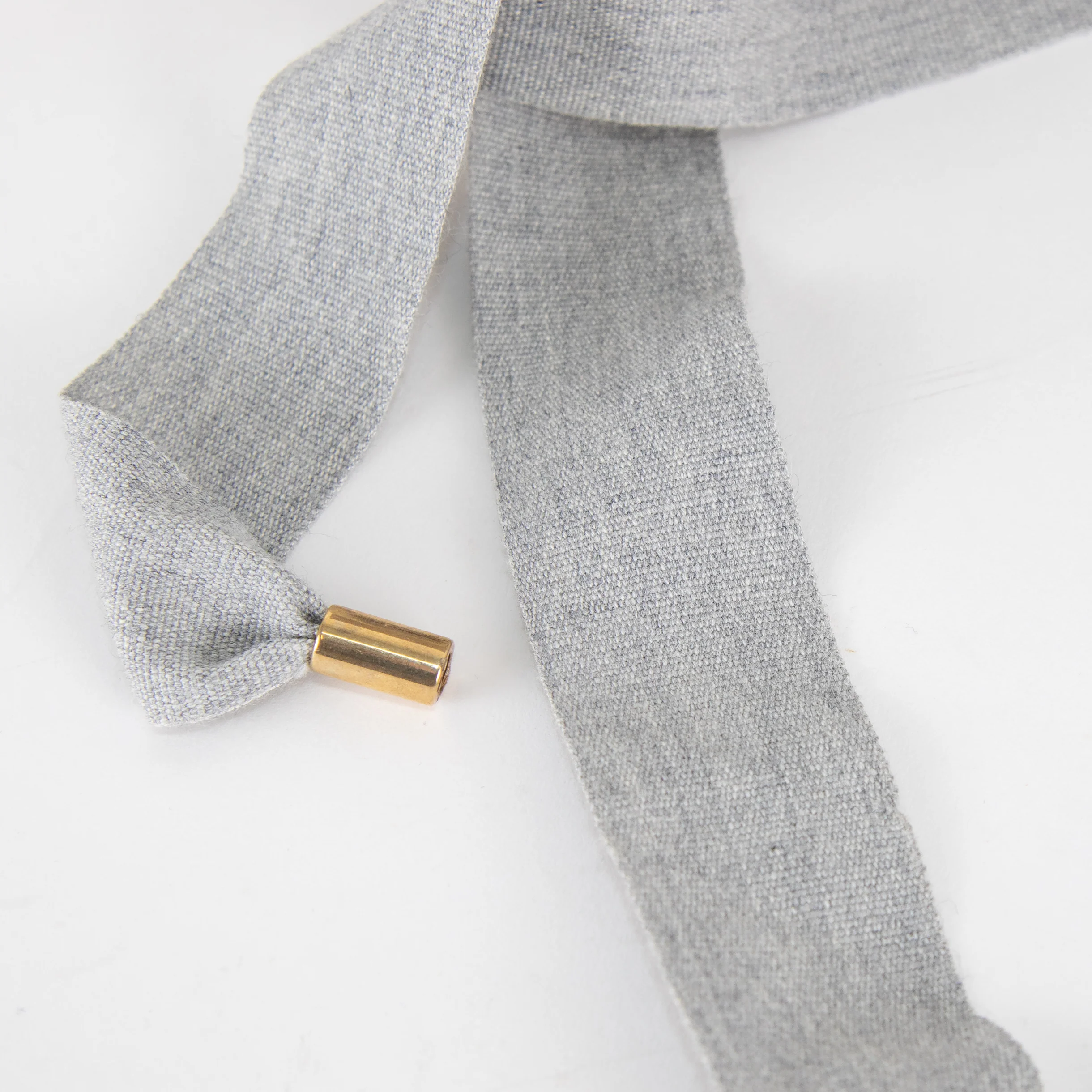 Fabiana Filippi Grey Wood Bead Necklace With Ribbon Tie - Image 3