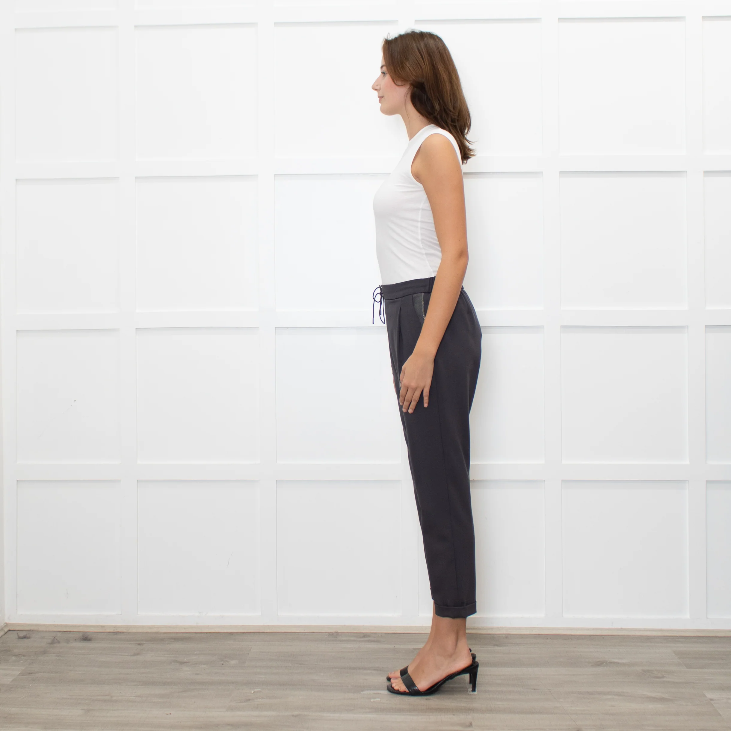 Fabiana Filippi Grey Wool Draw-String Trousers - Image 4