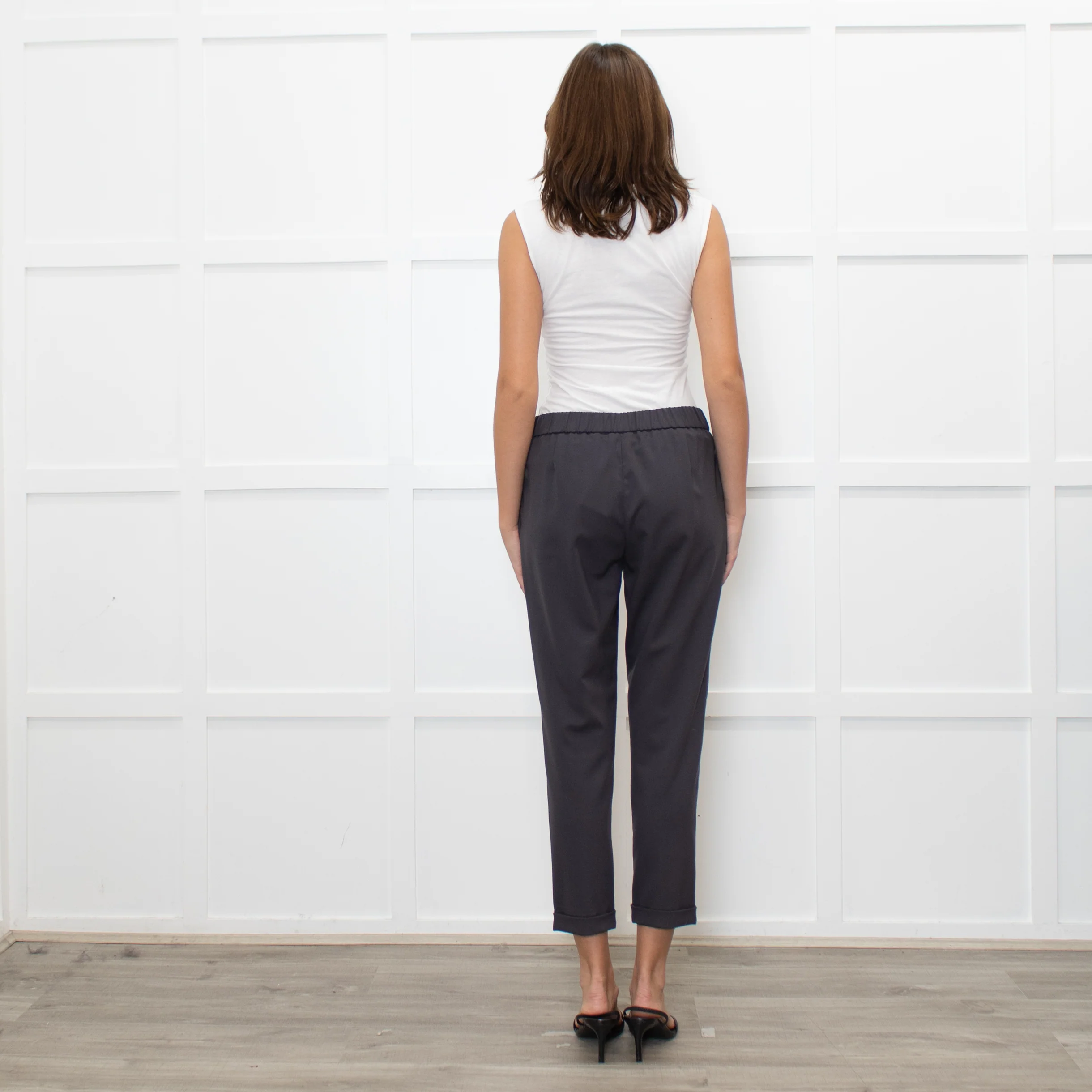 Fabiana Filippi Grey Wool Draw-String Trousers - Image 5
