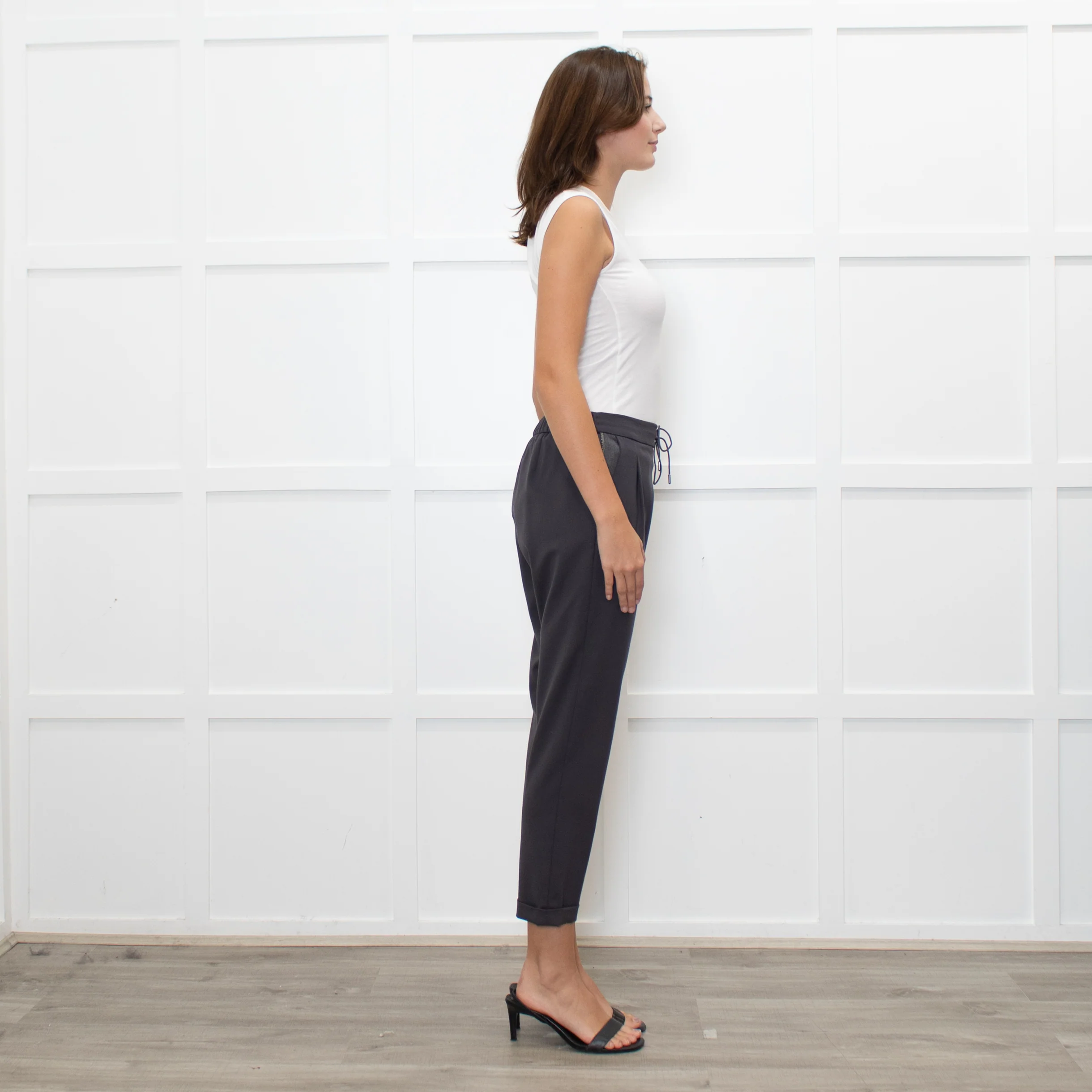 Fabiana Filippi Grey Wool Draw-String Trousers - Image 6