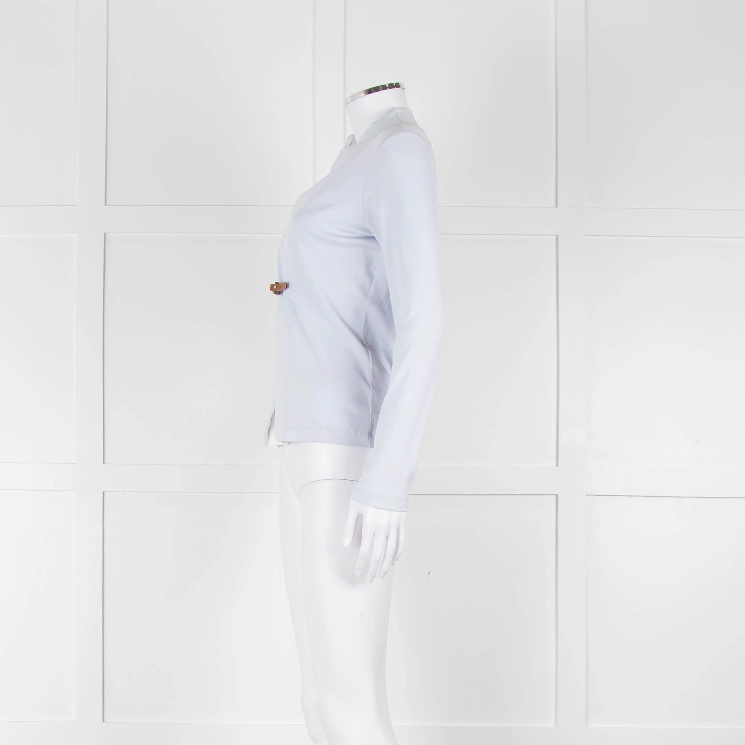 Fabiana Filippi Light Blue White Front Button Long Sleeve Top - Image 7