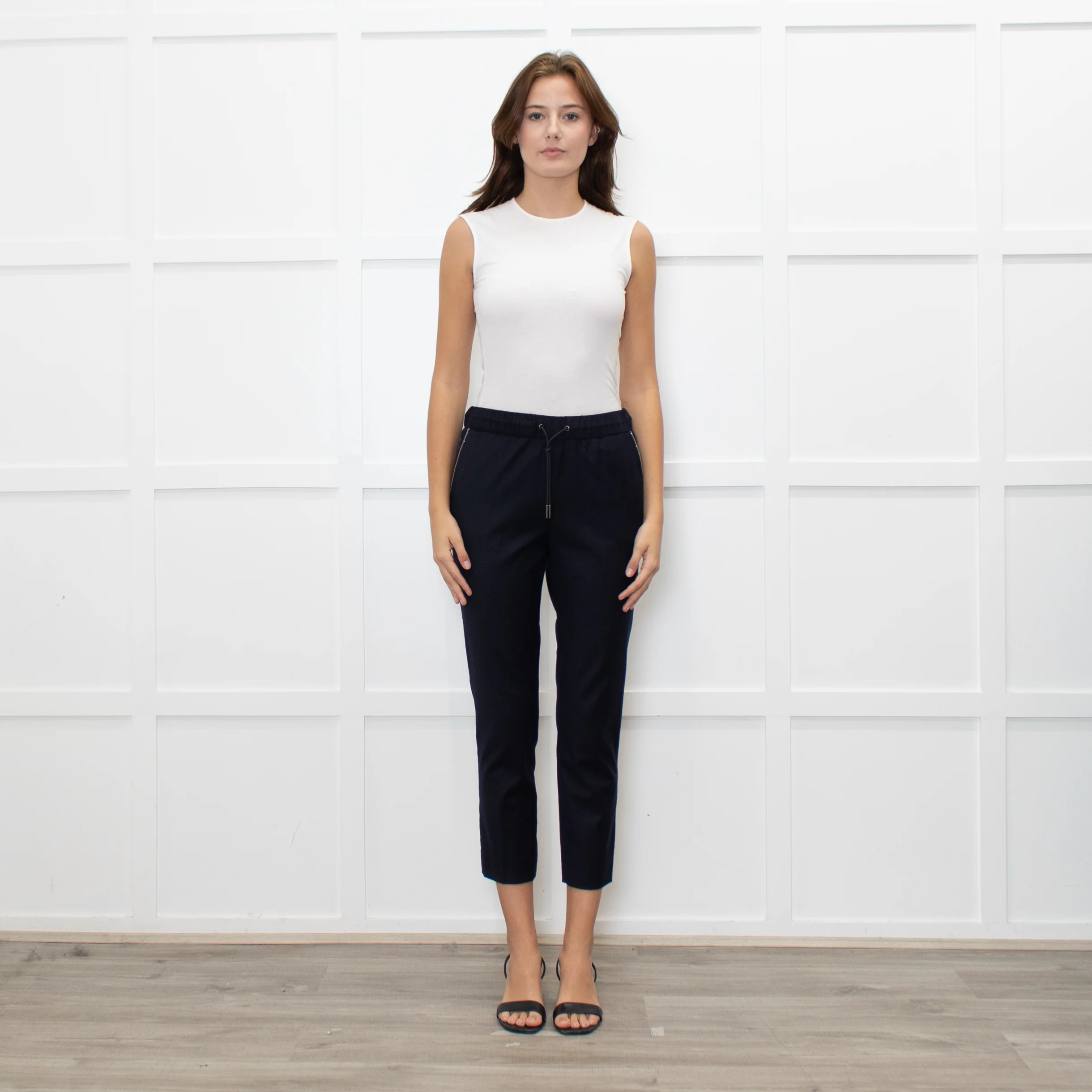 Fabiana Filippi Navy Blue Merino Wool Silver Trim Pocket Trousers