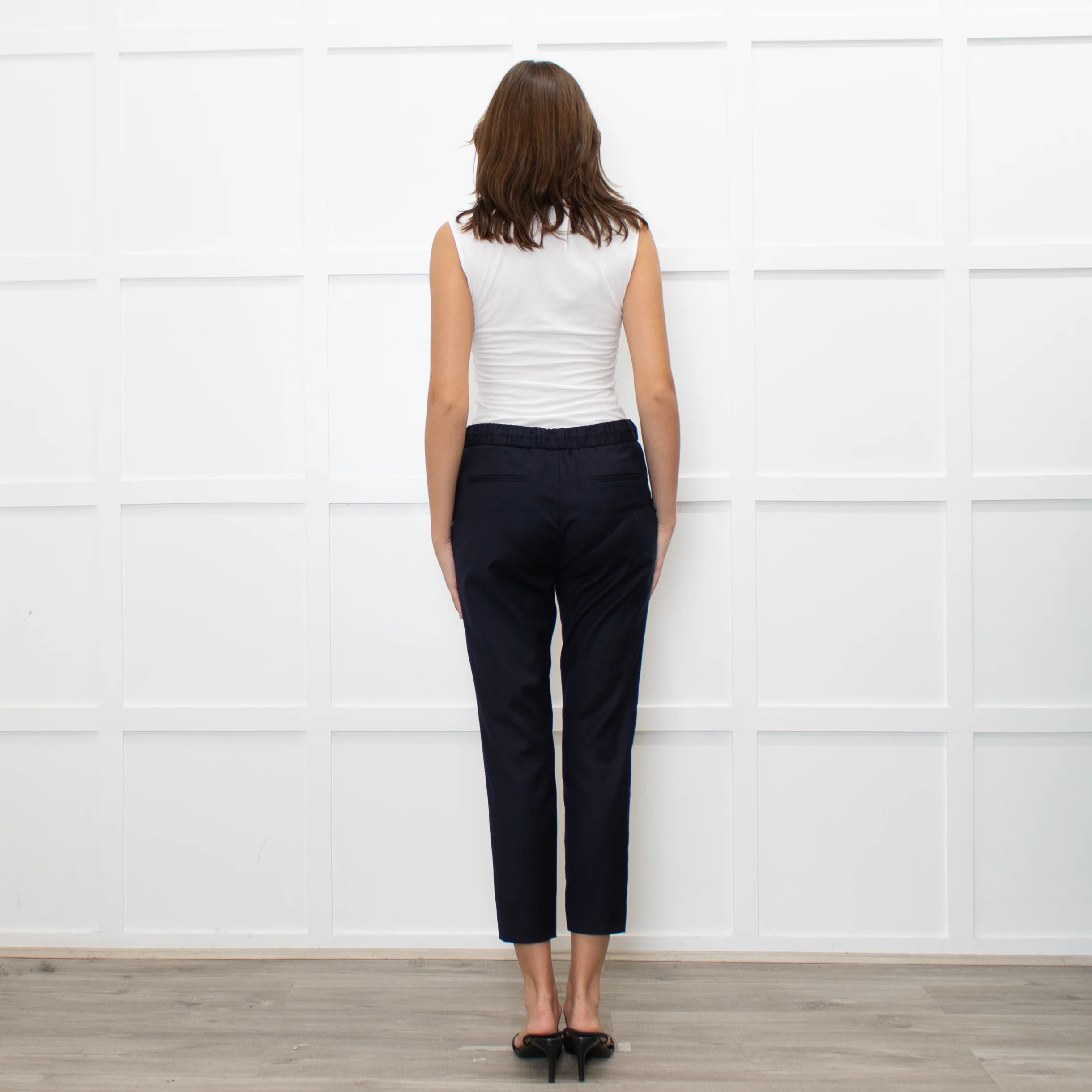 Fabiana Filippi Navy Blue Merino Wool Silver Trim Pocket Trousers - Image 5