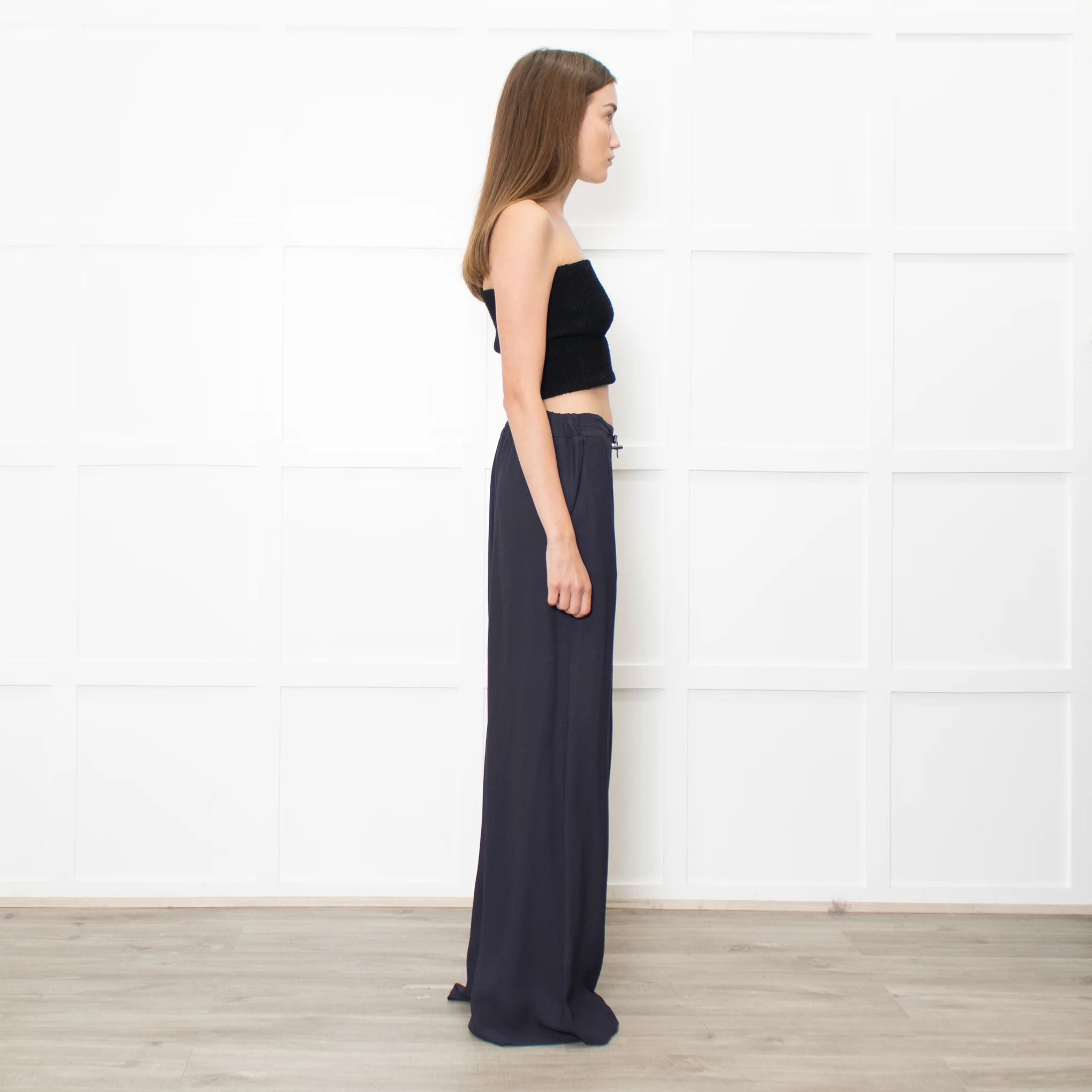 Fabiana Filippi Navy Drawstring Silky Trousers - Image 6