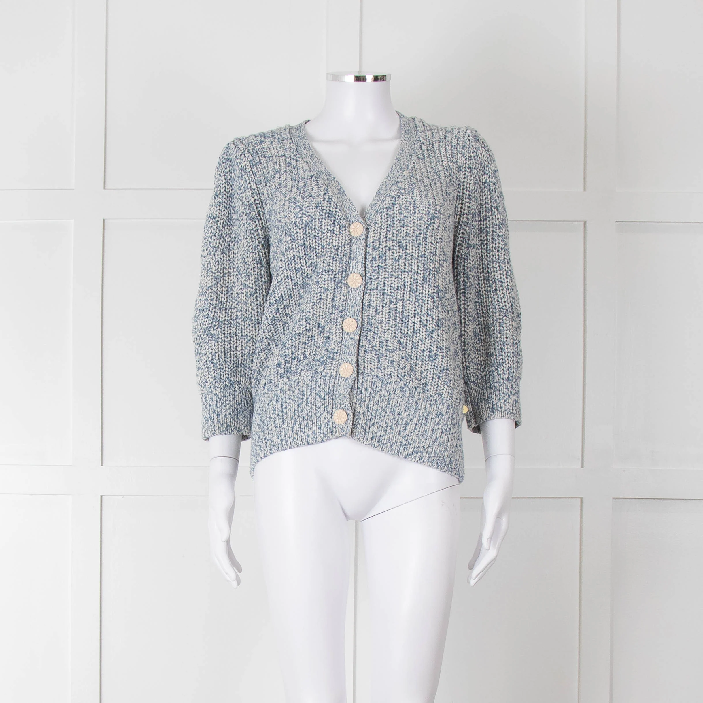 Fabienne Chapot Blue Cotton Mix Lurex Cardigan