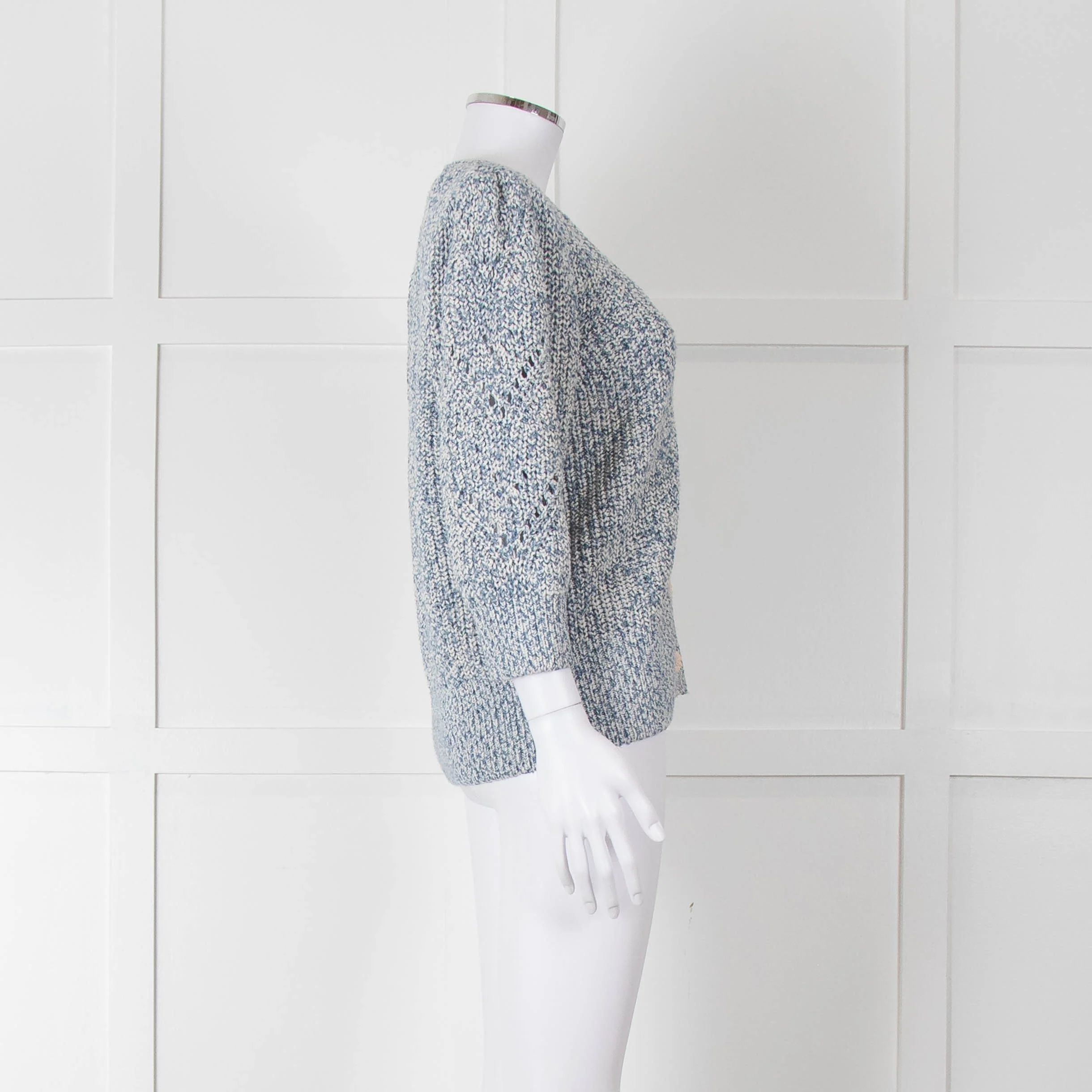 Fabienne Chapot Blue Cotton Mix Lurex Cardigan - Image 3