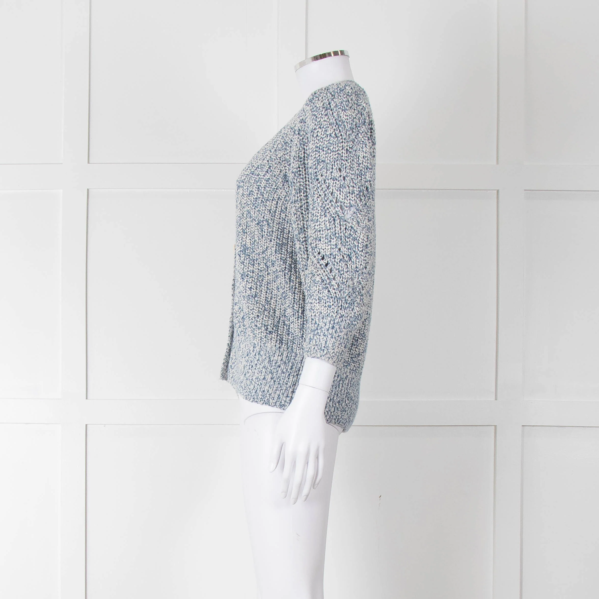 Fabienne Chapot Blue Cotton Mix Lurex Cardigan - Image 7