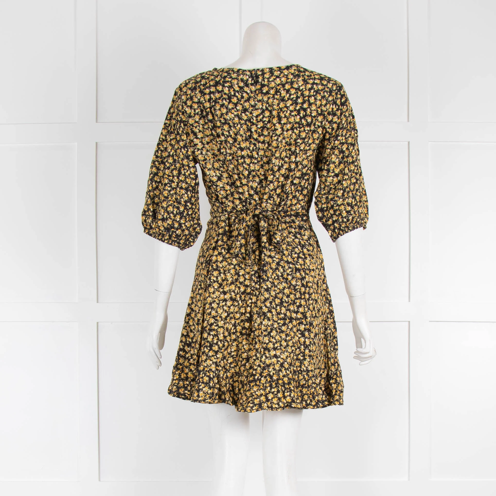 Faithful The Brand Black with Yellow Floral Print Dress - Image 3