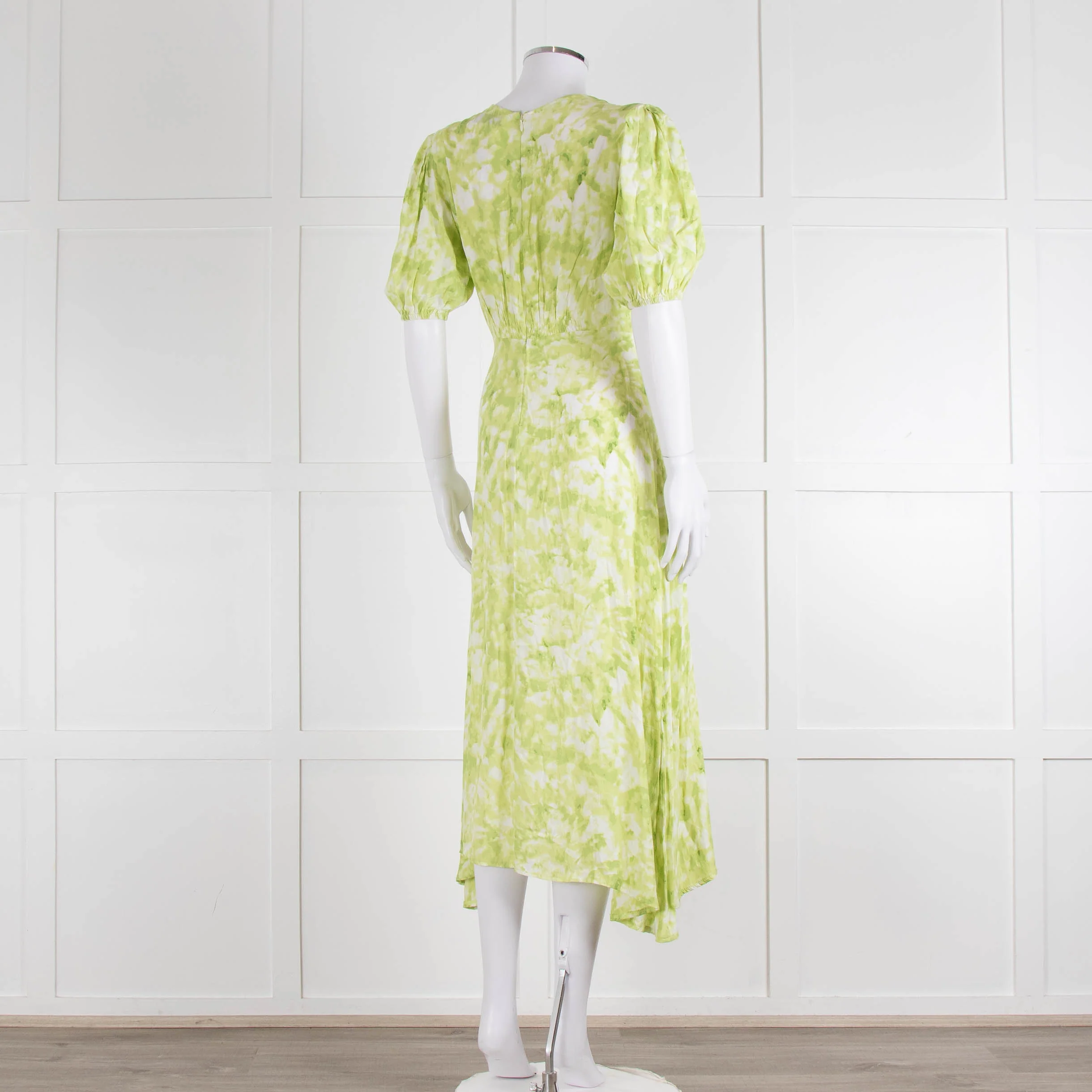 Faithful The Brand Lime Green White Puff Sleeve Dress - Image 4