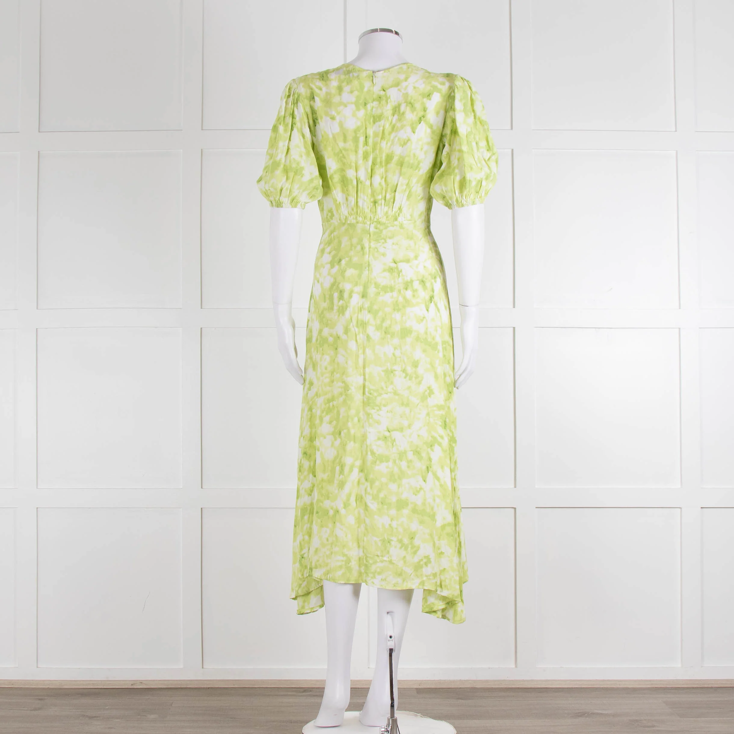 Faithful The Brand Lime Green White Puff Sleeve Dress - Image 5