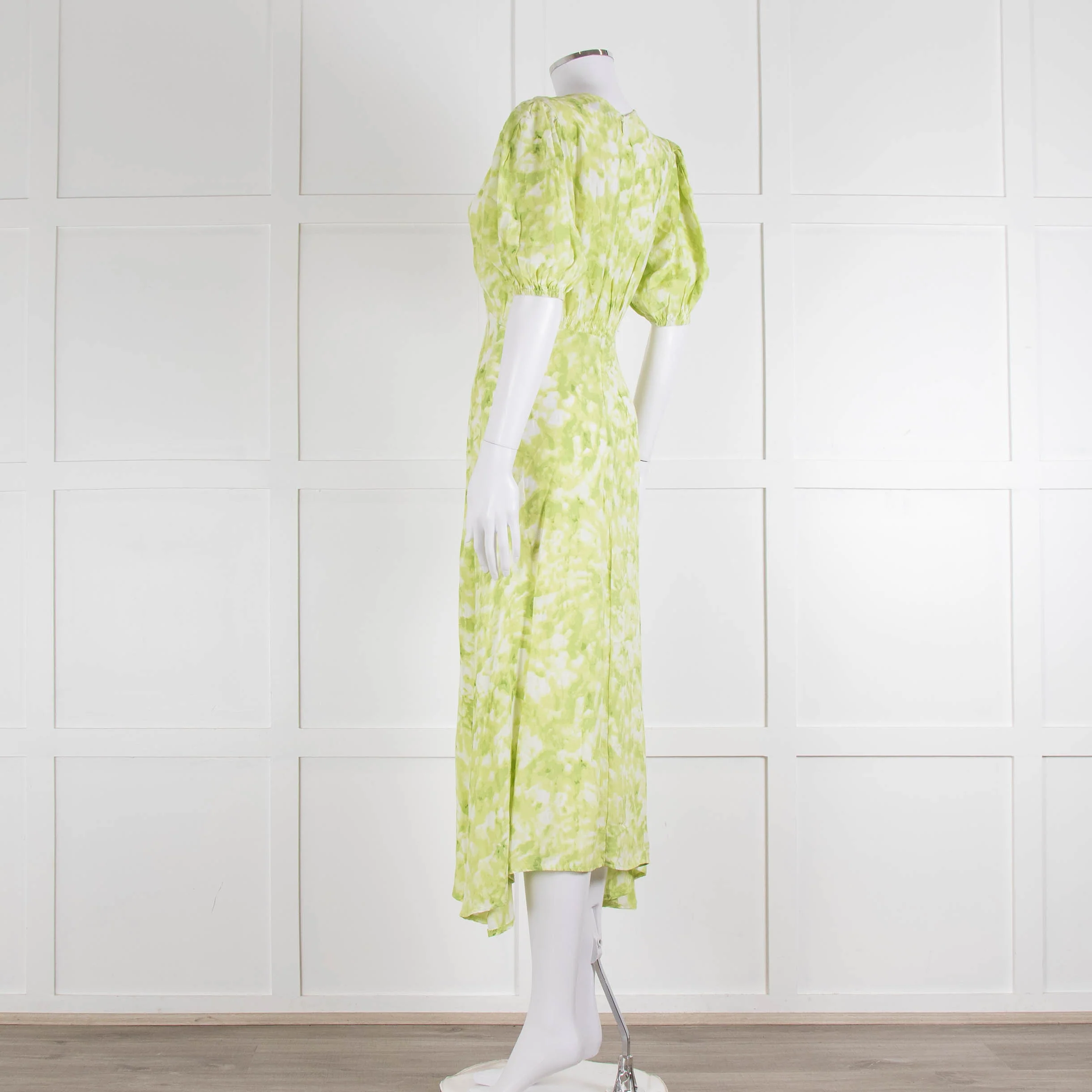 Faithful The Brand Lime Green White Puff Sleeve Dress - Image 6