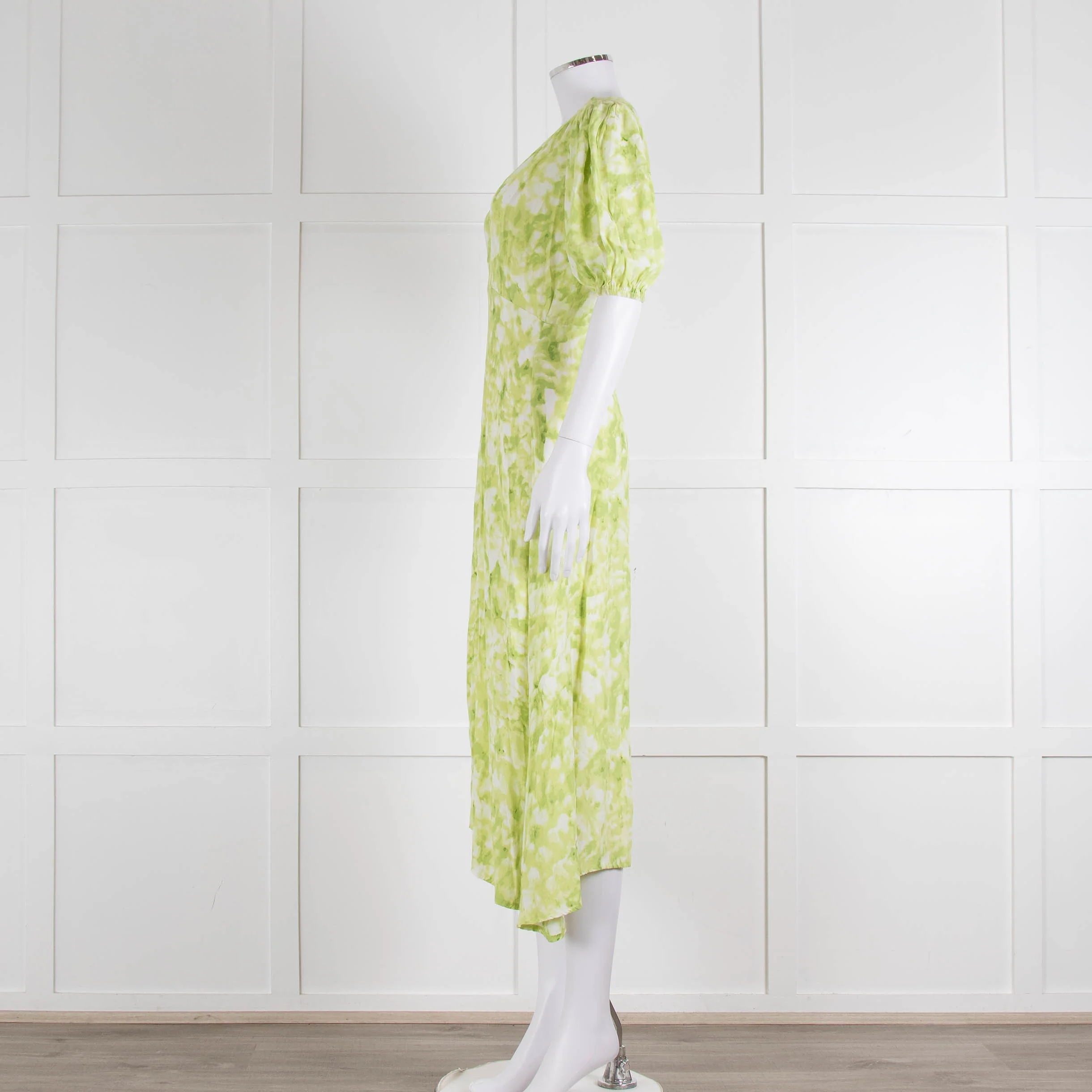 Faithful The Brand Lime Green White Puff Sleeve Dress - Image 7