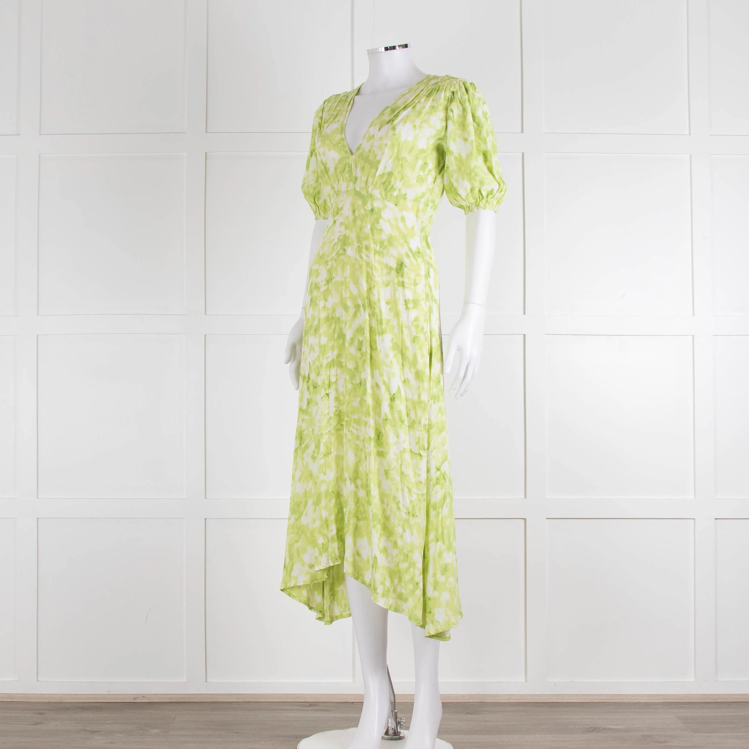 Faithful The Brand Lime Green White Puff Sleeve Dress - Image 8